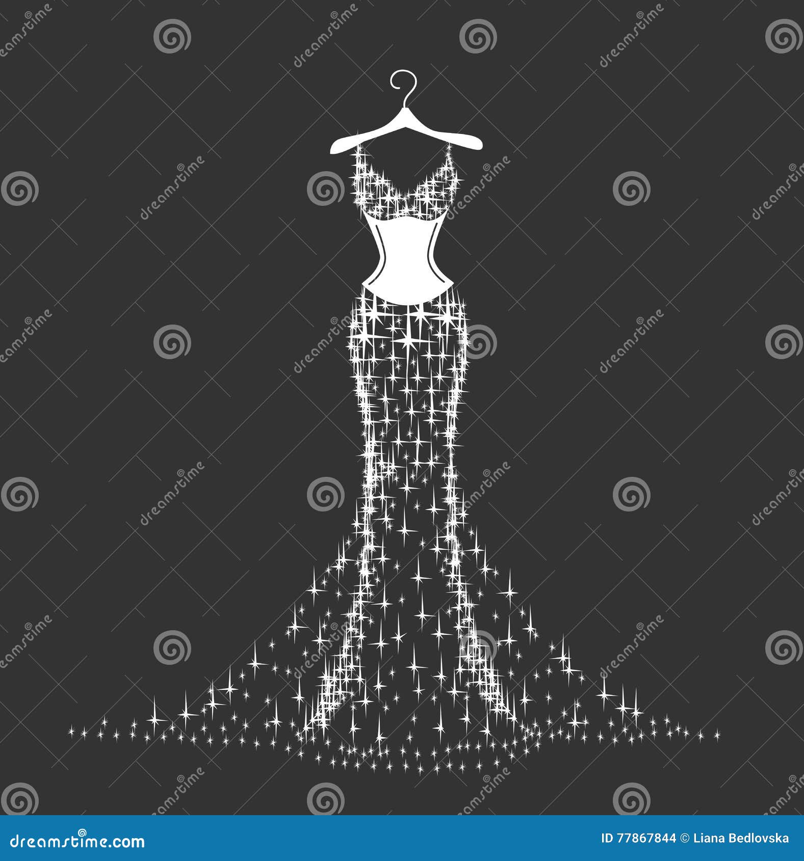 Brilliant wedding dress stock vector. Illustration of silhouette 77867844