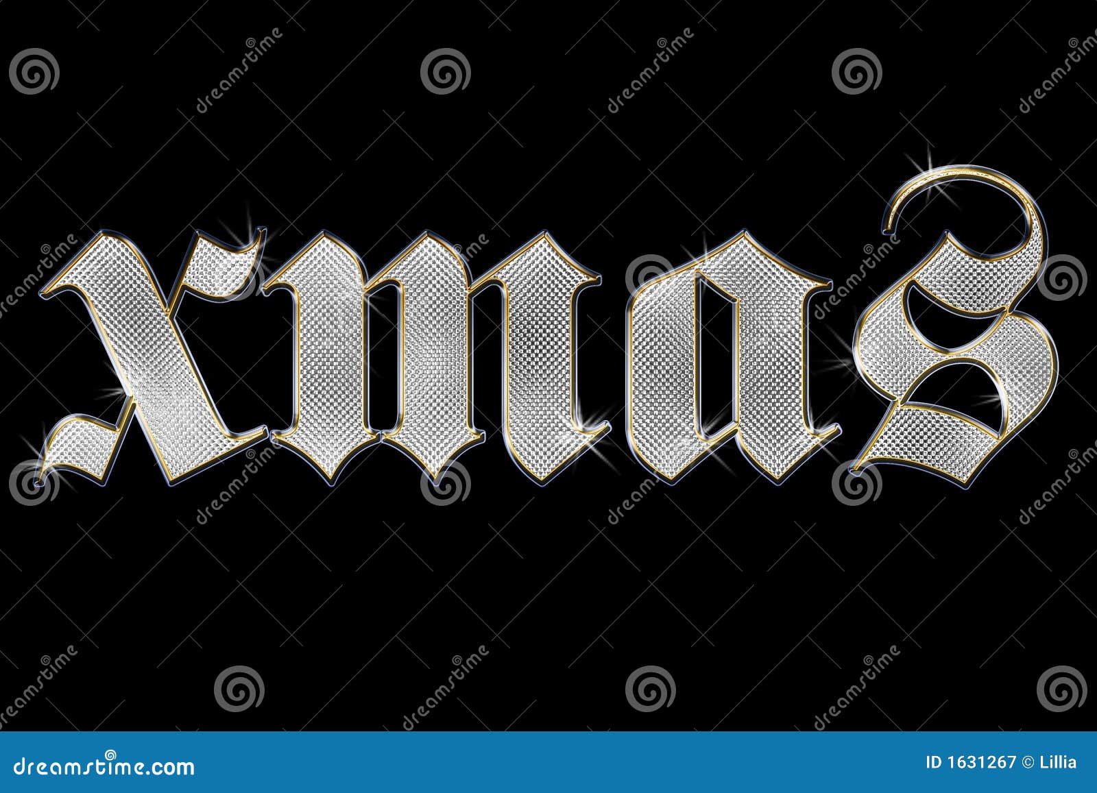 Brilliant Word Xmas on Black Background Stock Illustration