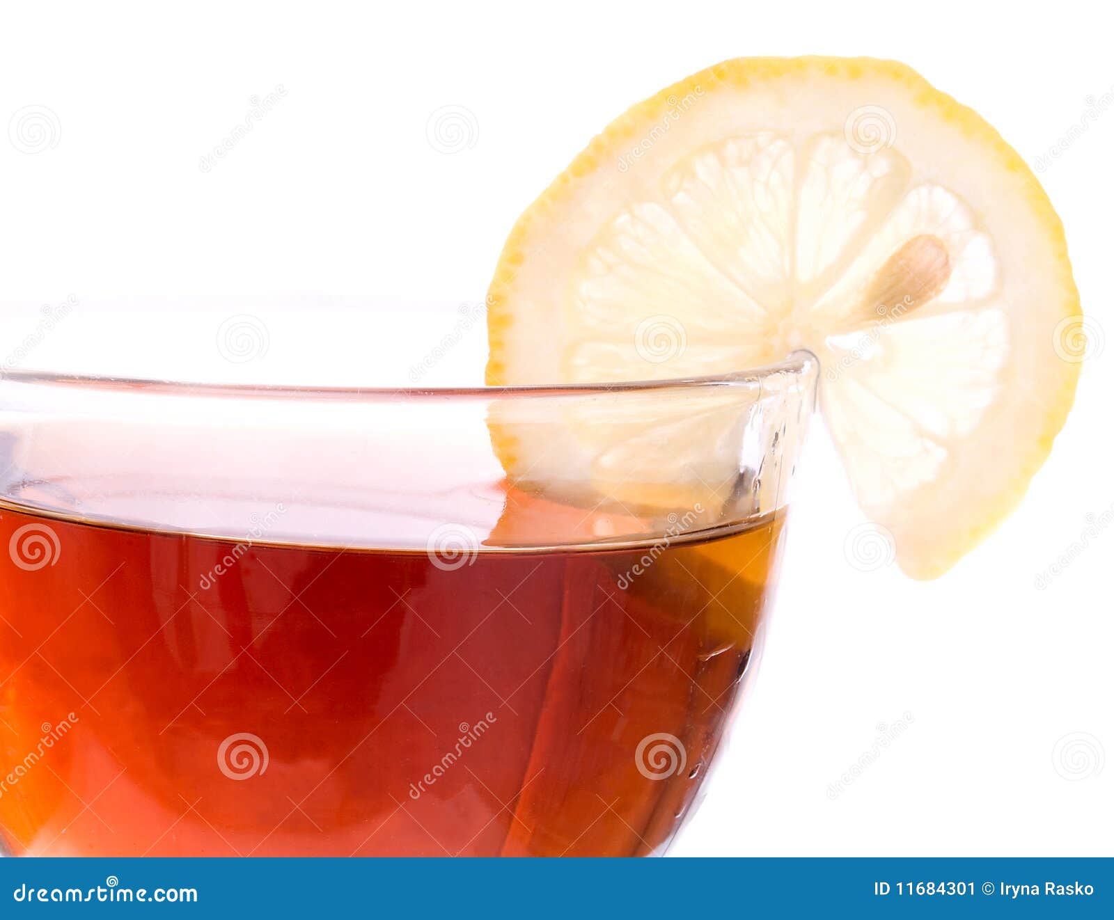 Brim of Transparent Cup with Tea and Lemon Stock Image Image of