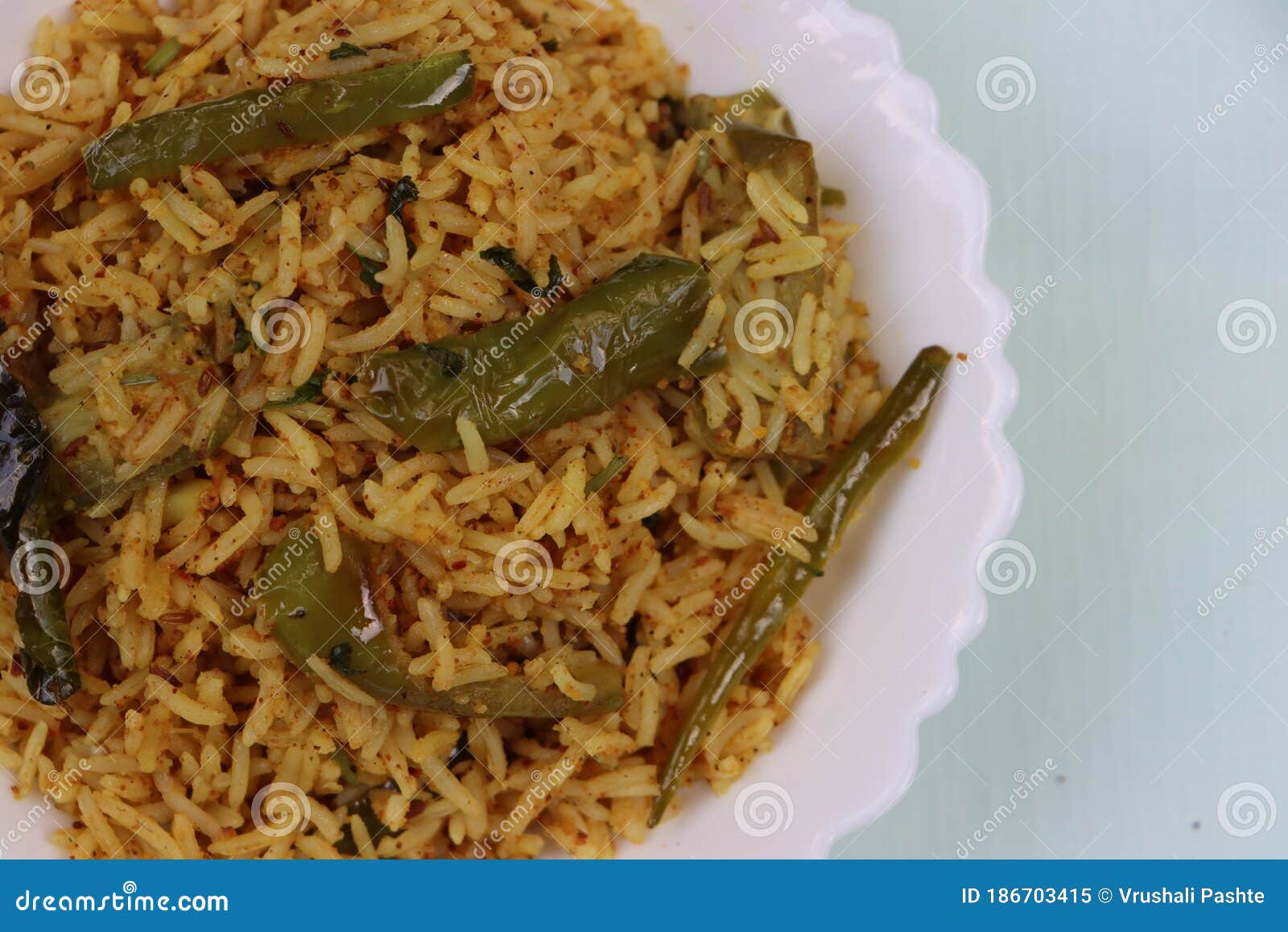 Brinjal Rice or Vangi Bhat, Traditional Dish South India Stock Image