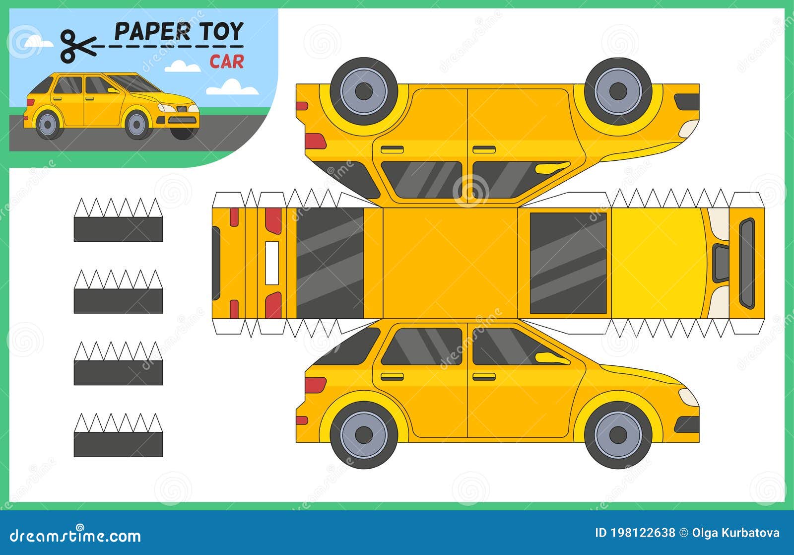 Carro De Papel Cortado E Colado. Jogo De Aplicativos De Corte De Papel a  Cores. Jogo Educativo Para Crianças Na Pré-escola. Planil Ilustração do  Vetor - Ilustração de educacional, serra: 202878506