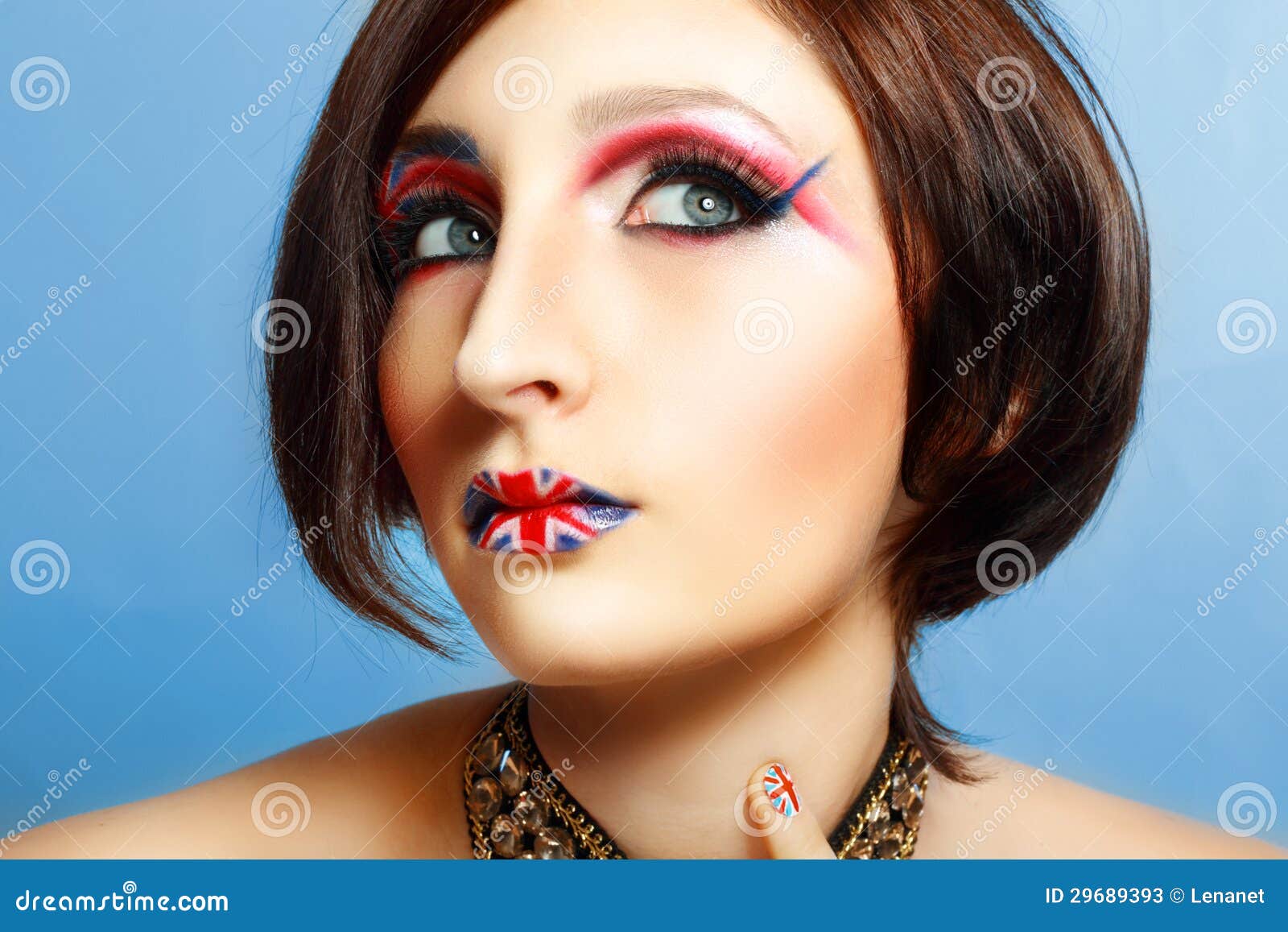 Britain flag on her lips stock image. Image of kingdom 29689393