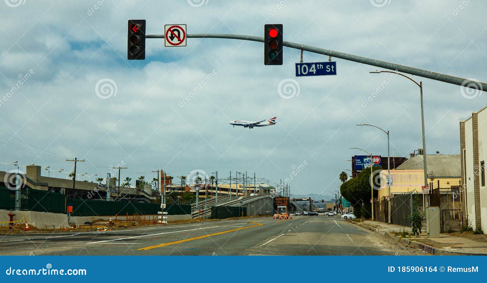 british airways plane with a boeing 747 lands on los angeles airport.