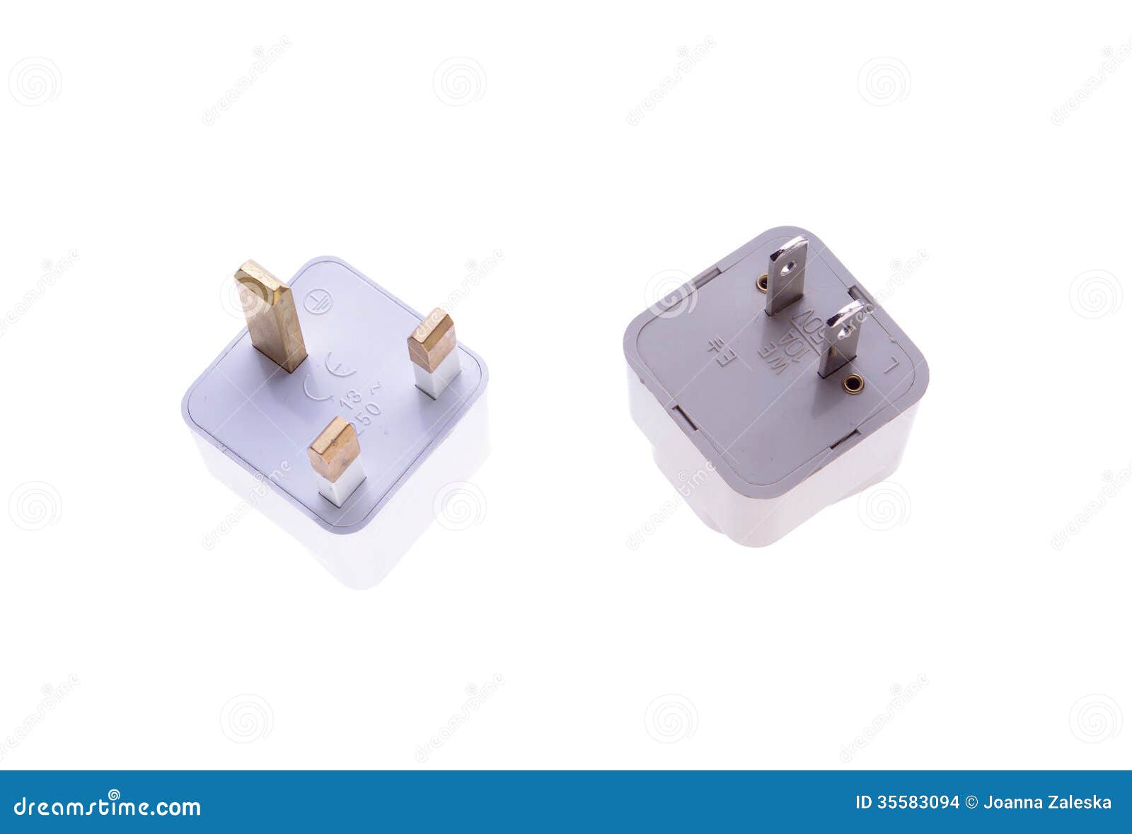 British And American Plug Adaptors Isolated Stock Photo Image of
