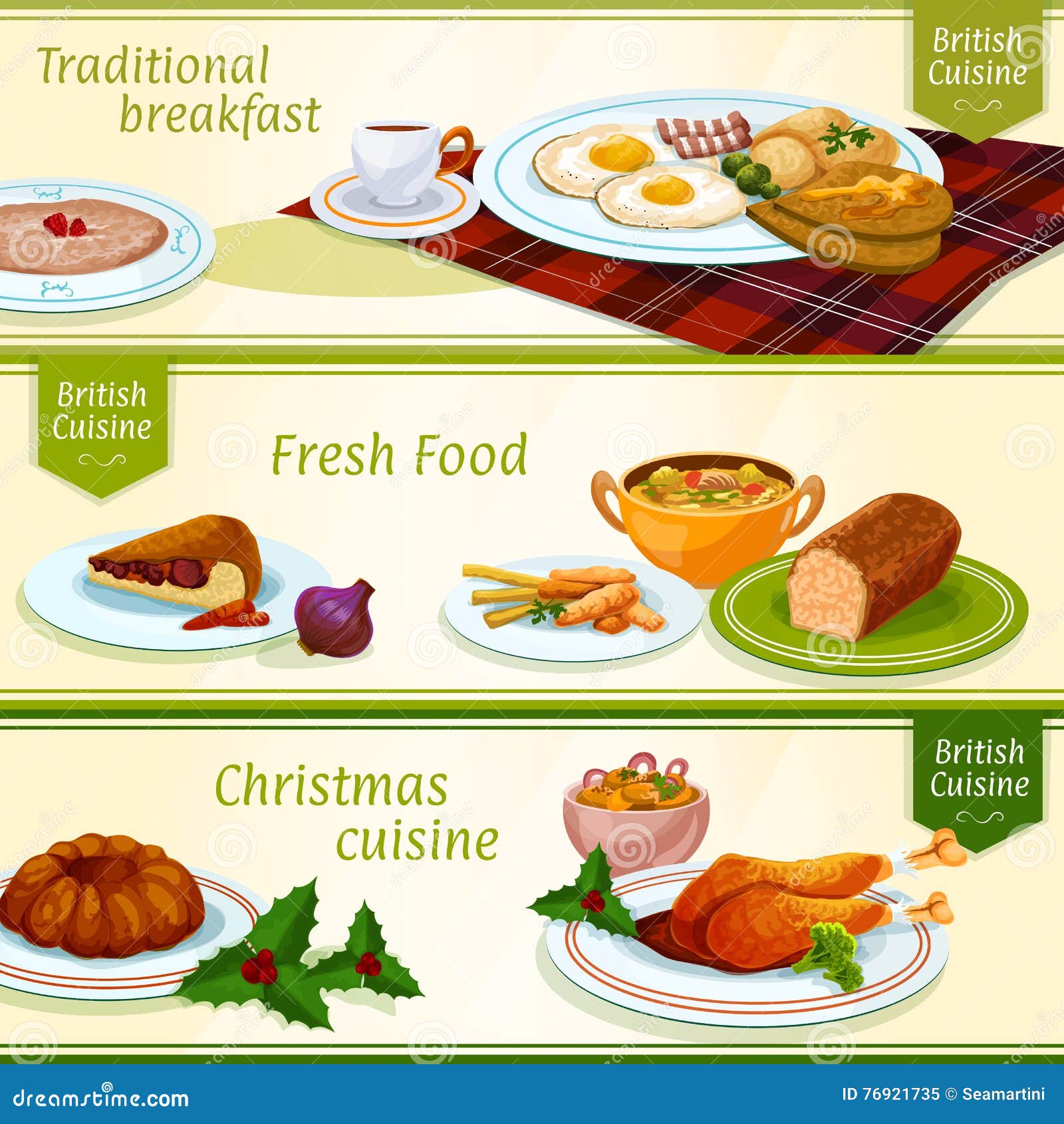 British Cuisine Breakfast Christmas Dinner Banner Stock Vector Illustration Of Potato Oatmeal 76921735