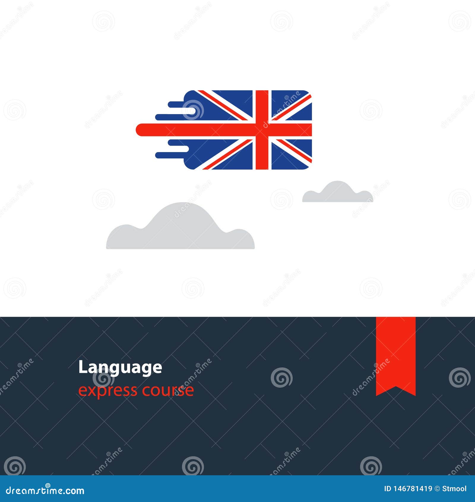 English Language Courses Advertising Concept. Fluent Speaking Foreign