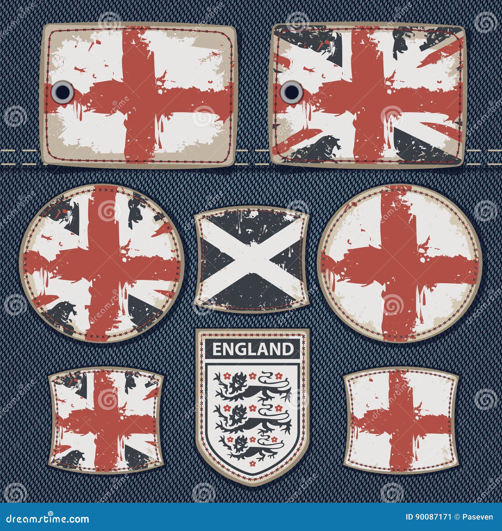 British Flag on Label on Jeans Stock Vector - Illustration of