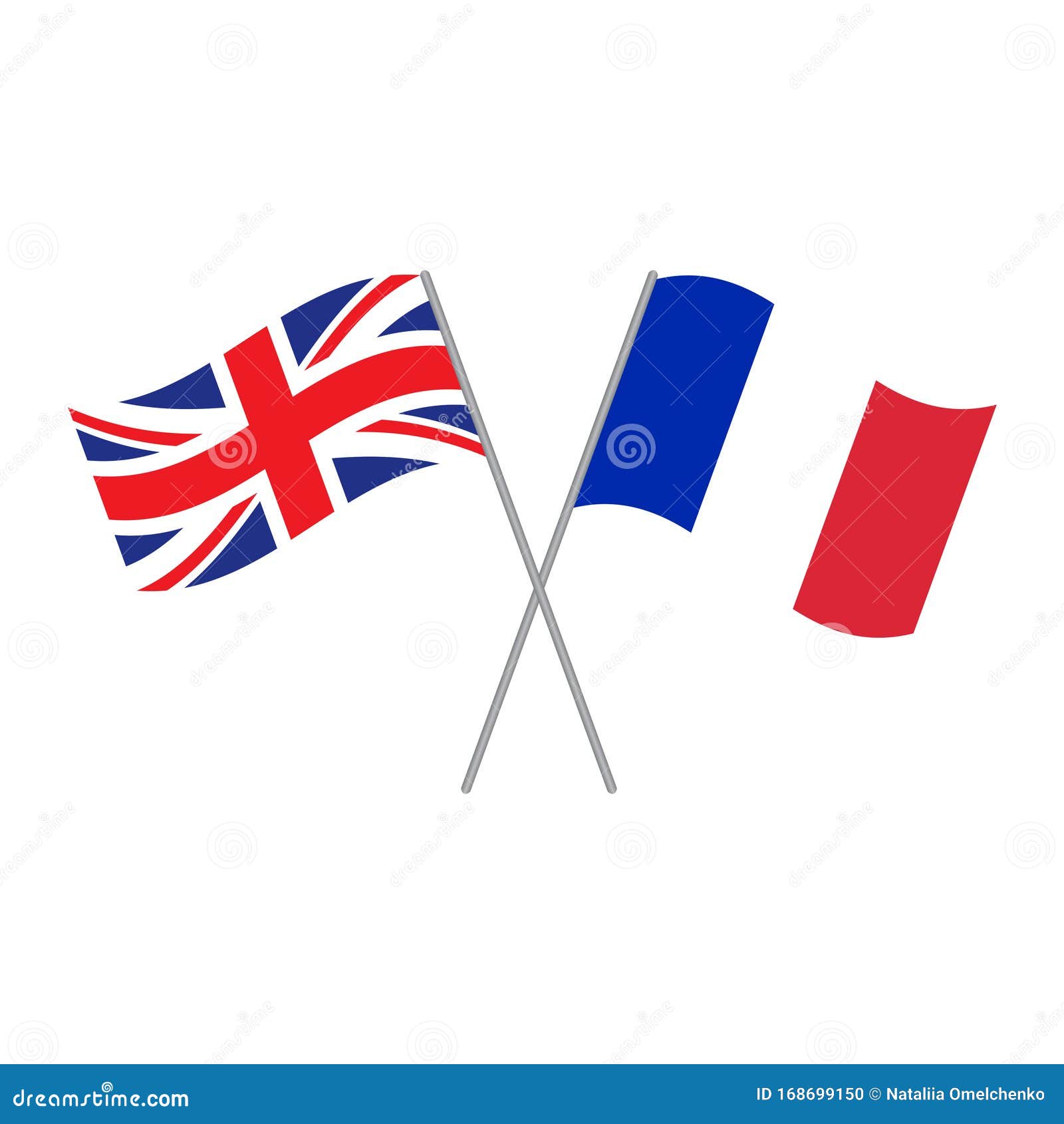 British and French Flags Vector Isolated on White Stock Illustration