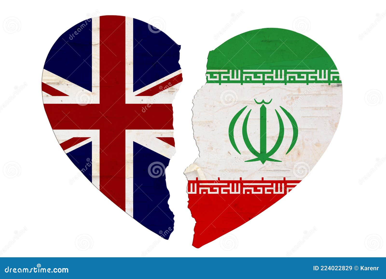 British and Iran Flags in a Broken Heart Stock Image - Image of kingdom