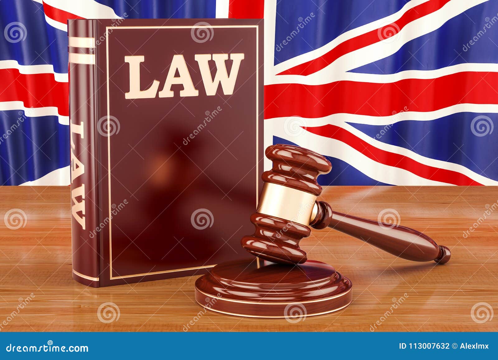 British Law and Justice Concept, 3D Rendering Stock Illustration