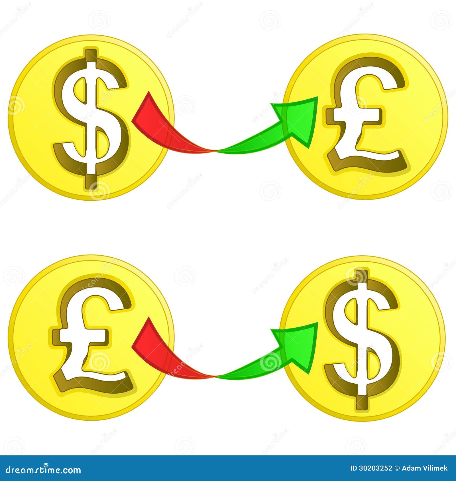 British Pound and Dollar Coin Exchange Vector Stock Vector