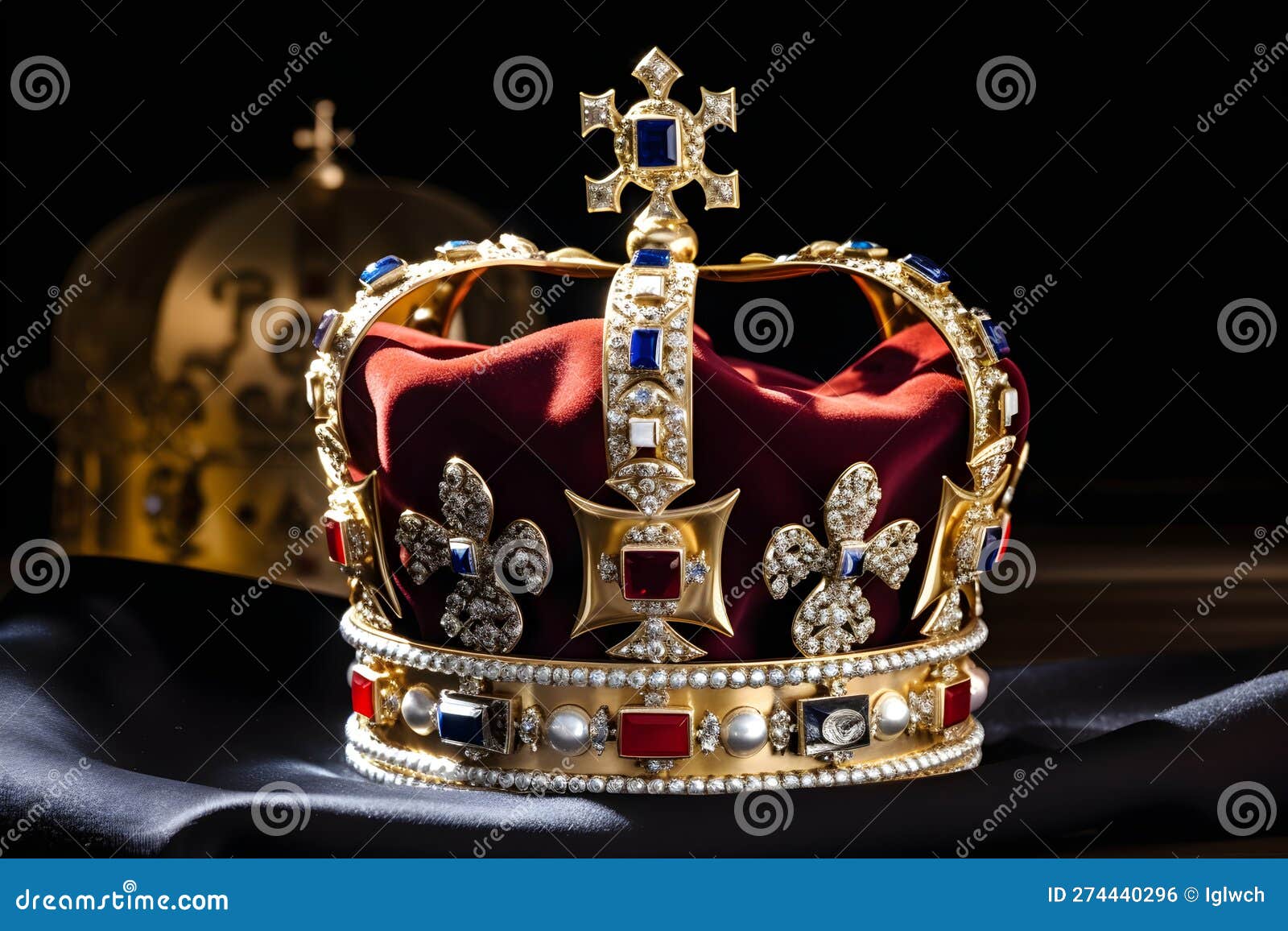 A British Royal Crown on the Background of the Flag of the United ...