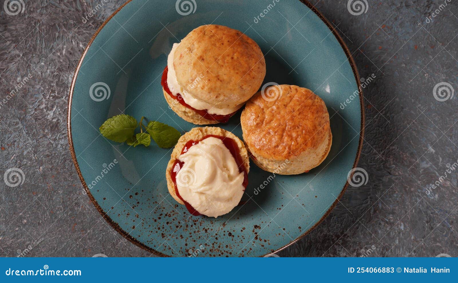 British Scones with Fruit Jam and Whipped Cream Stock Image Image of