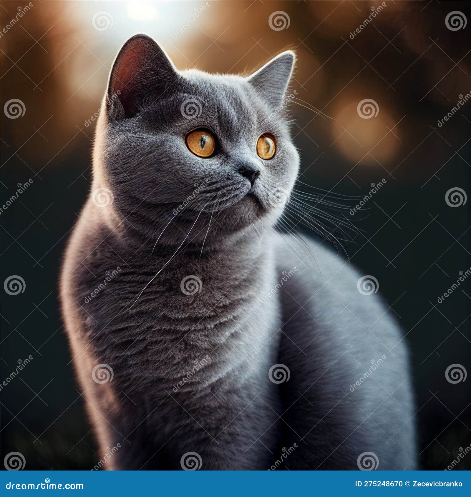 British Shorthair Cat Staring with Piercing Eyes Stock Illustration