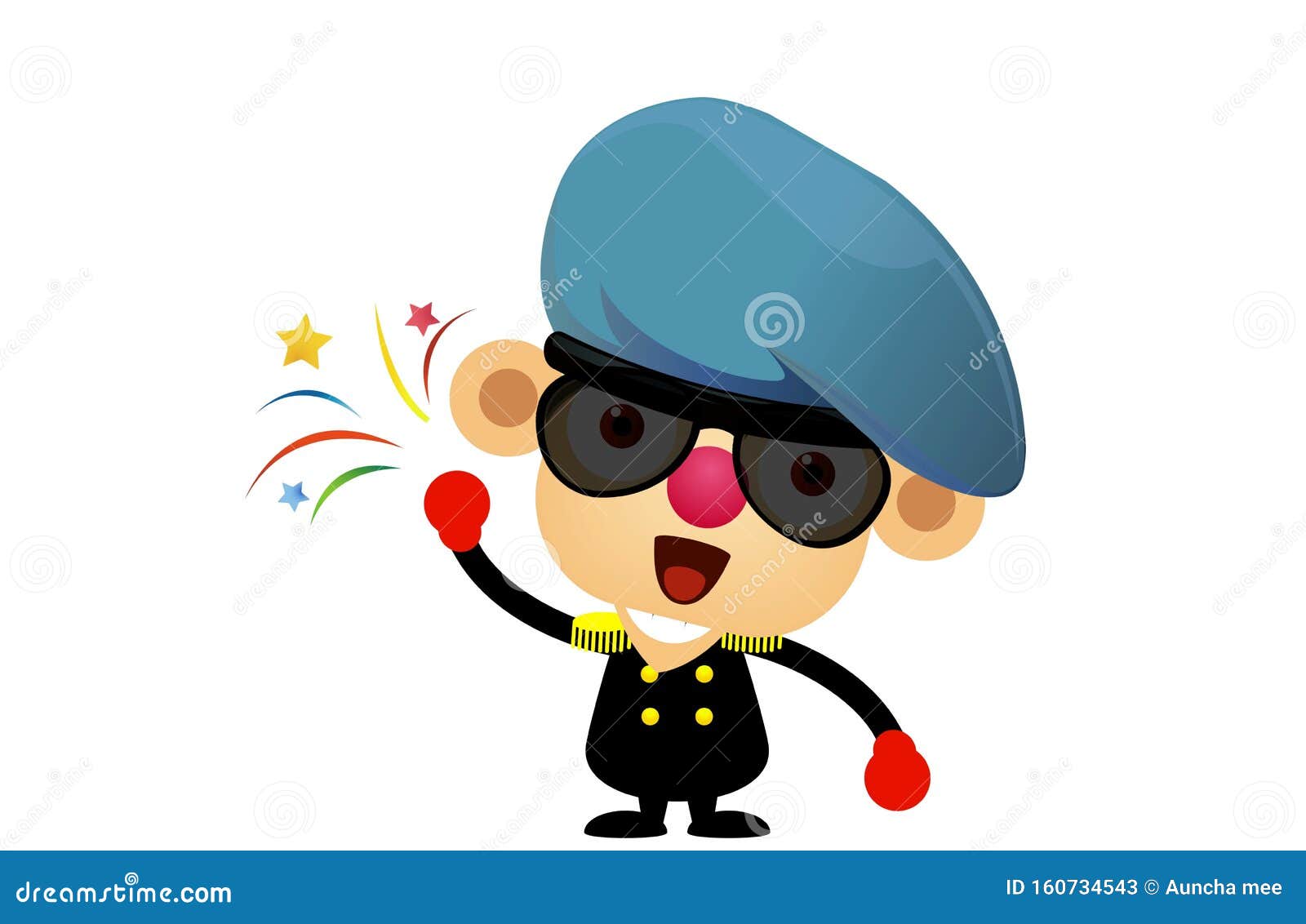 british soldier with hat .kid wearing solider costumes . cartoon character  on white background.