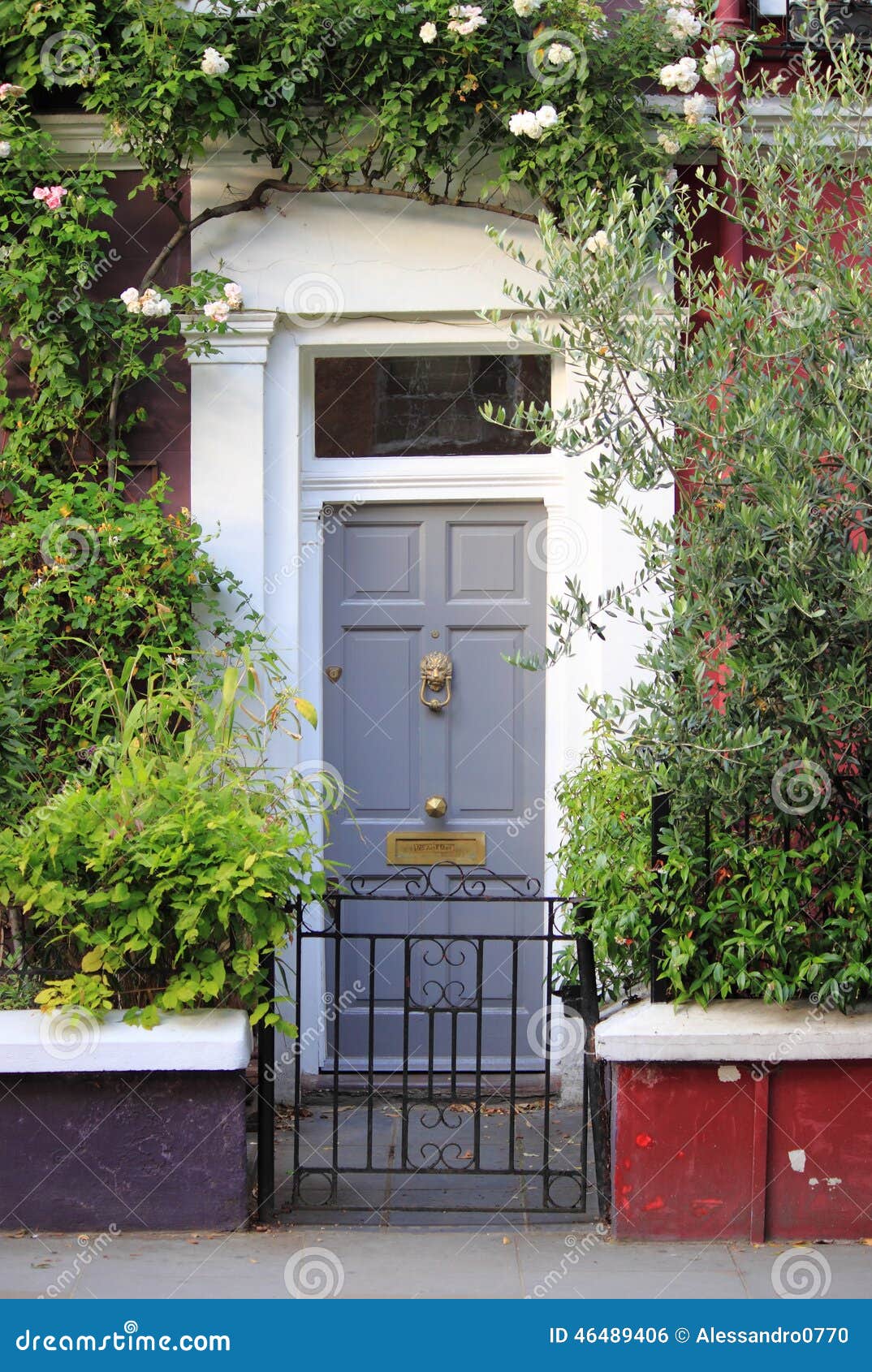 British Style Squared Front Door Stock Photo Image of front, green 46489406