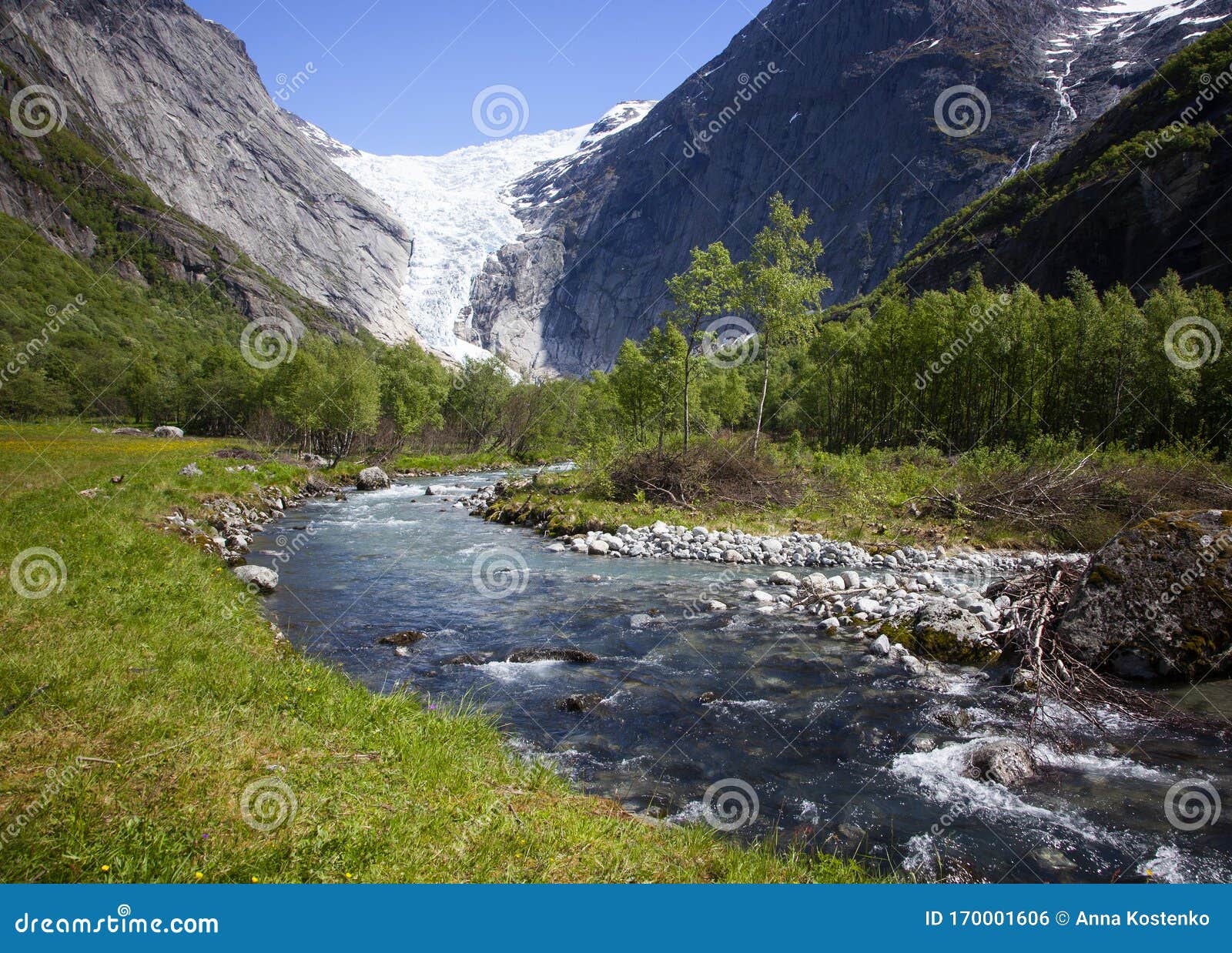 brixdalsbreen - norway`s most popular glacier in summer