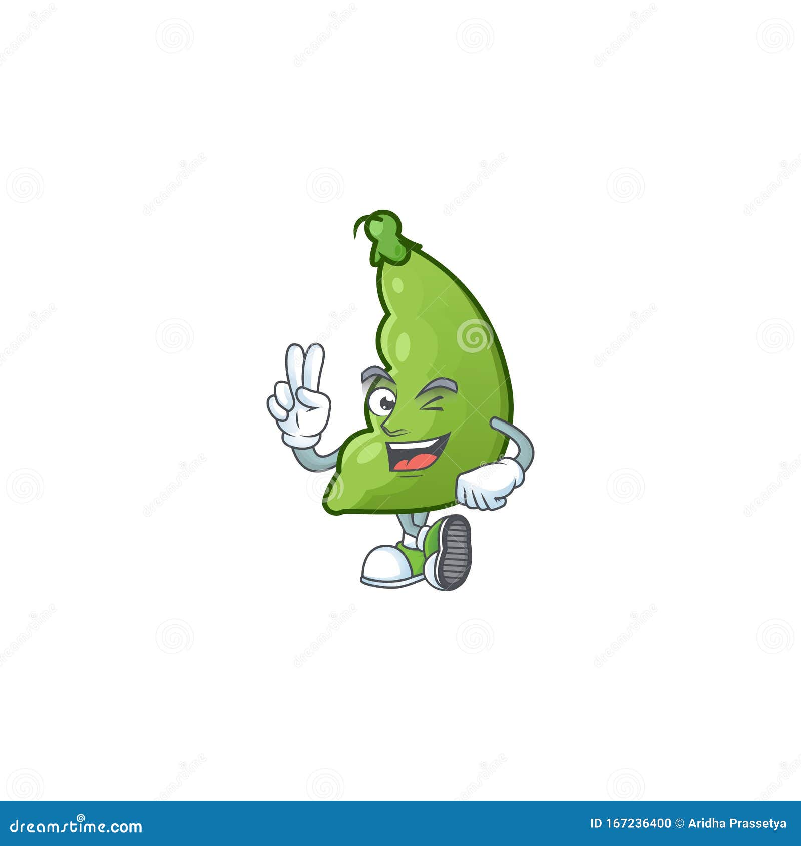 Broad Beans Cartoon Mascot Style with Two Fingers Stock Vector ...