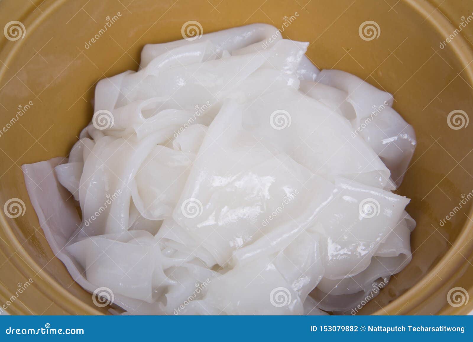 Broad Flat Rice Noodles or Flat Rice Noodles Over White Background