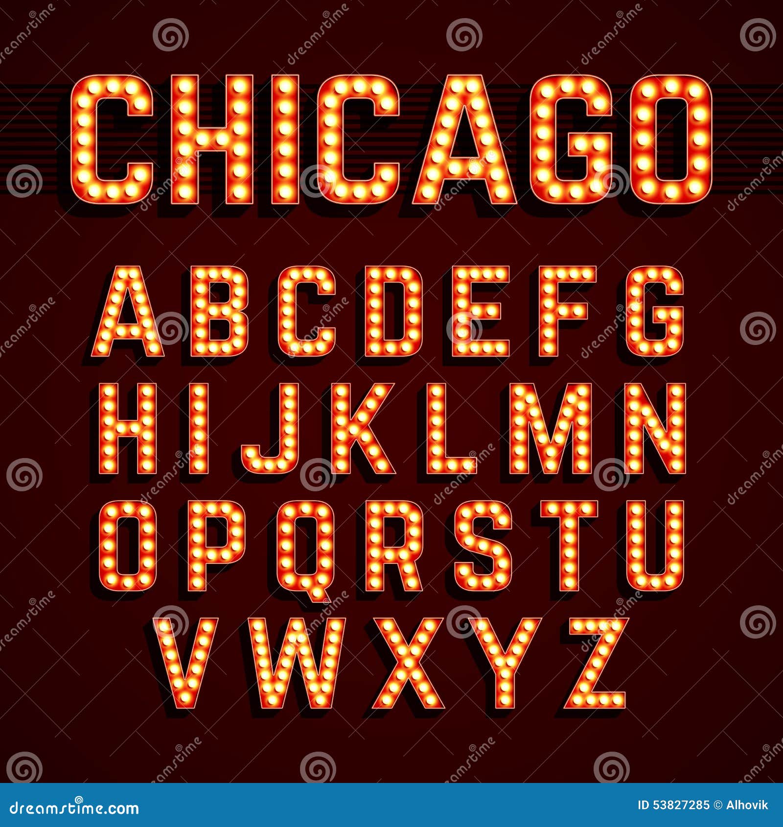 broadway lights style light bulb alphabet