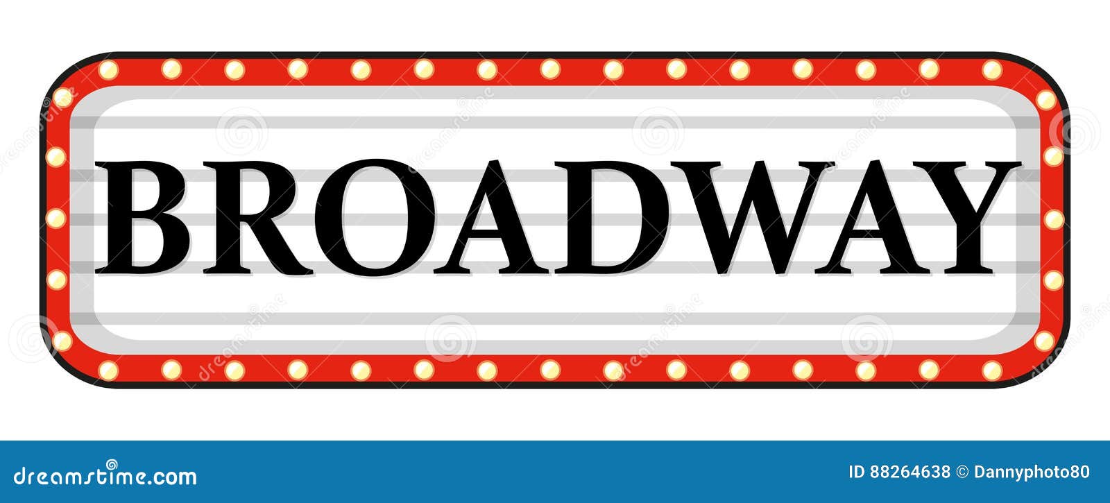 Broadway-Zeichen Mit Rotem Rahmen Vektor Abbildung - Illustration von