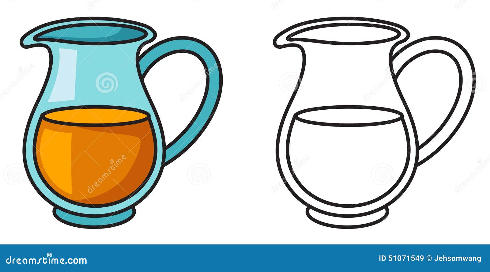 Brocca variopinta ed in bianco e nero per il libro da colorare