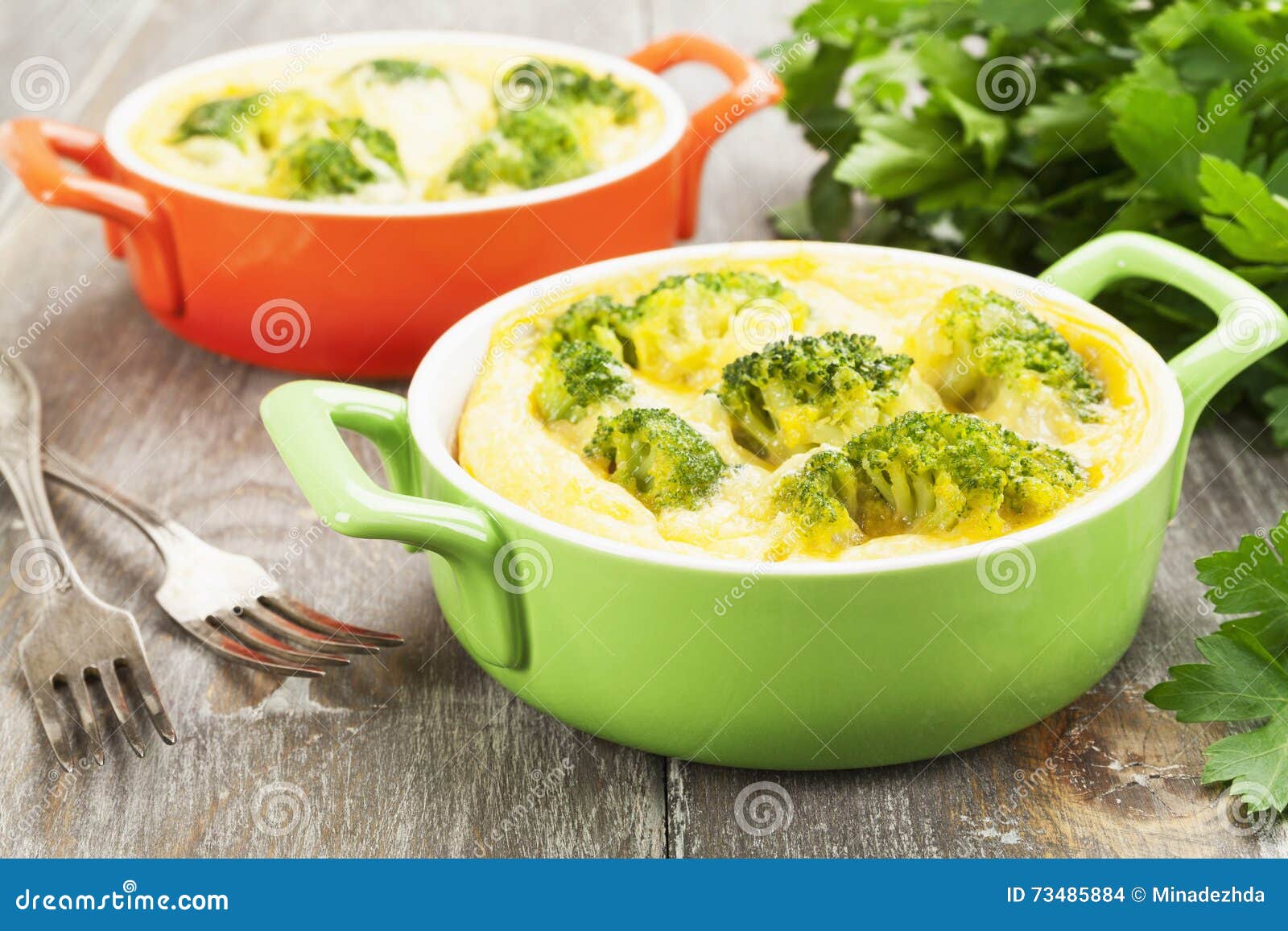 Broccoli Baked with Cheese and Eggs Stock Photo Image of ceramic