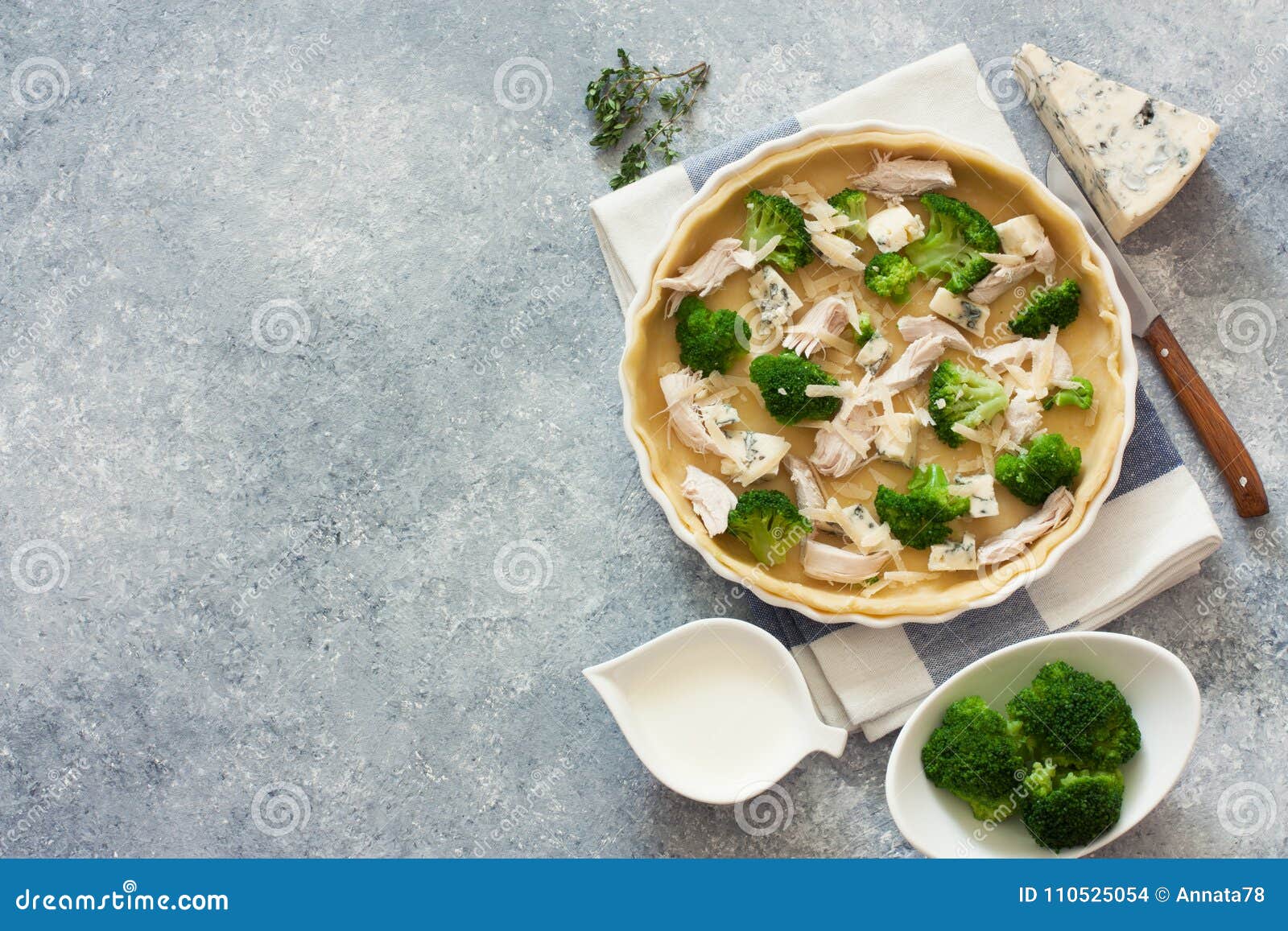 Broccoli , Chicken and Cheese Pie Quiche Stock Photo Image of bakery