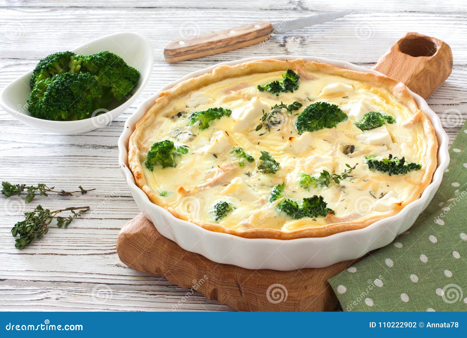 Broccoli , Chicken and Cheese Pie Quiche Stock Photo - Image of quiche ...