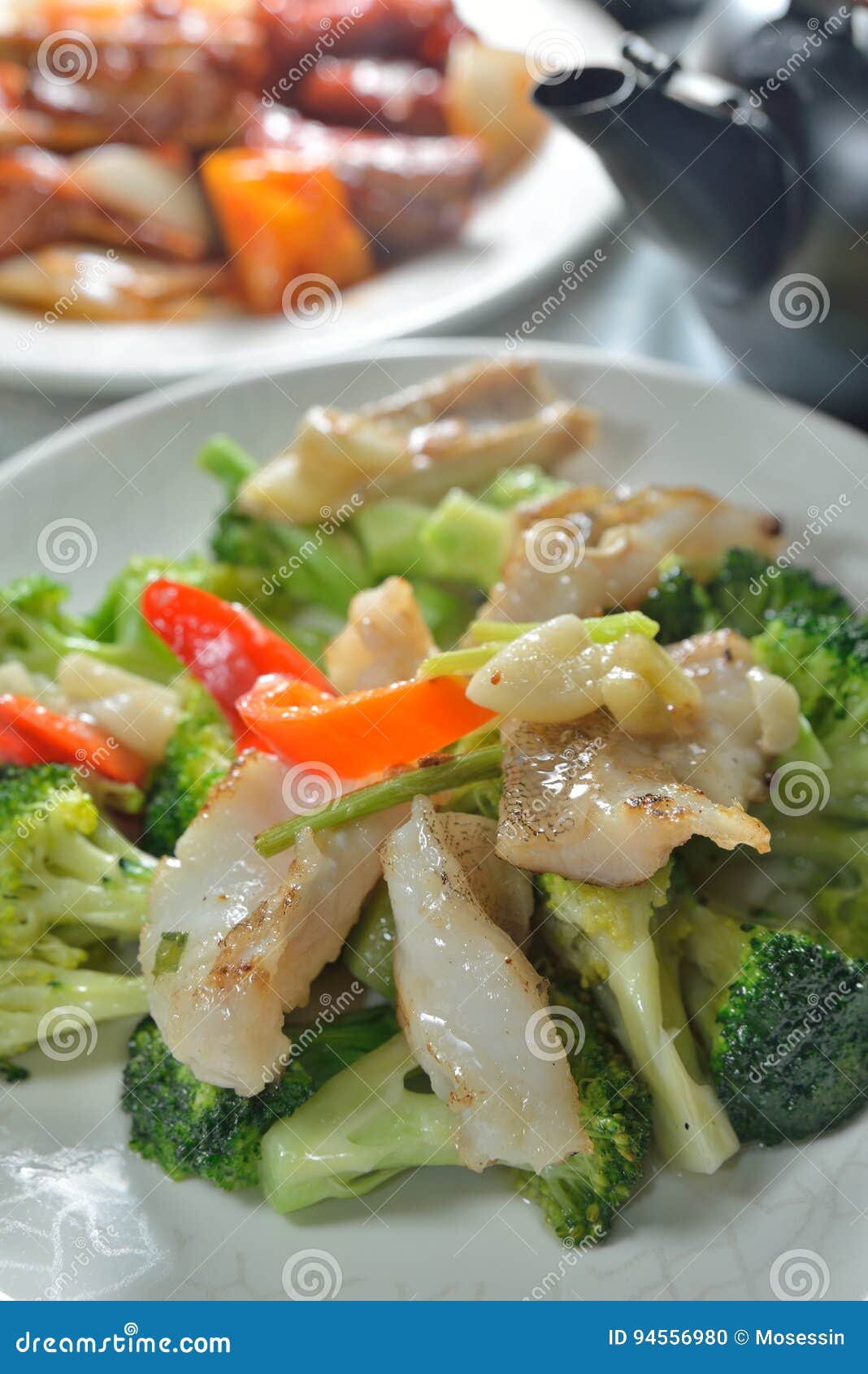 Broccoli Cod fish stock photo. Image of micro, dinner 94556980