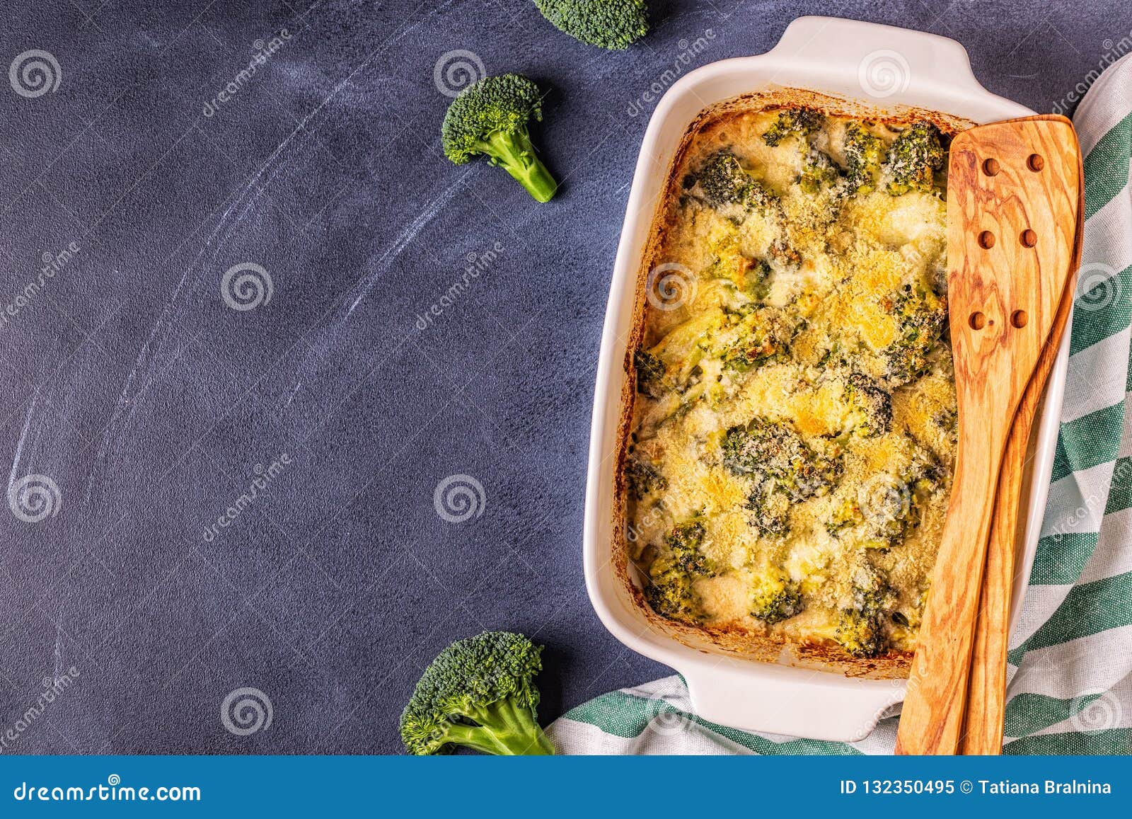 Broccoli Gratin in a Baking Dish Stock Image - Image of cooked, cheddar ...