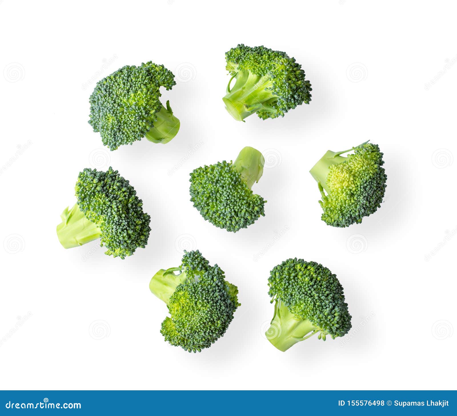 Broccoli on White Background Top View Stock Photo - Image of fresh, vegetable: 155576498