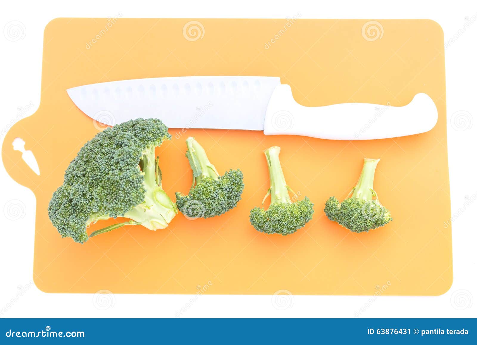 Broccoli and Knife on Plastic Cutting Boards Stock Image Image of