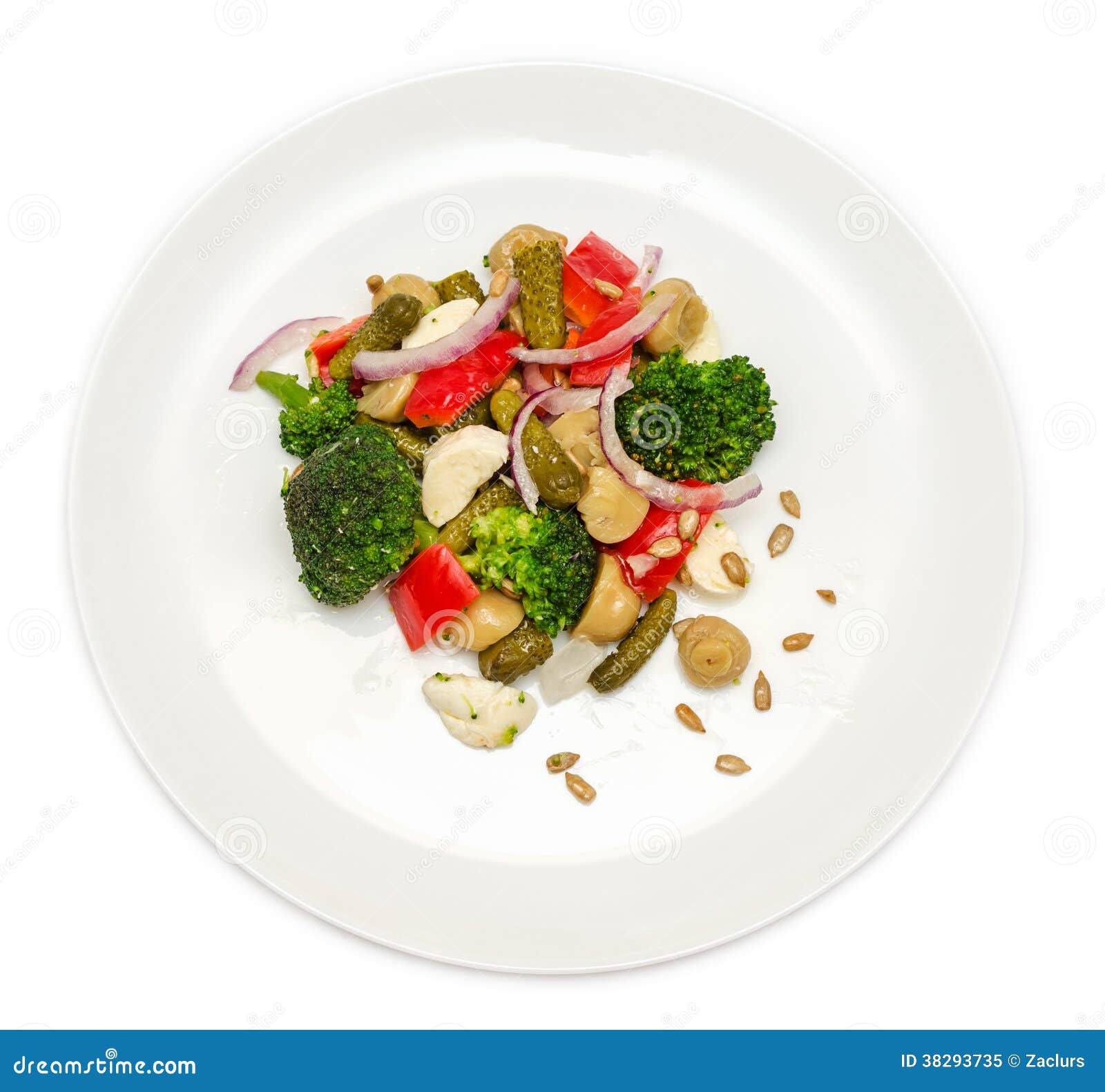 Broccoli Salad with Bell Peppers in Plate Stock Image Image of