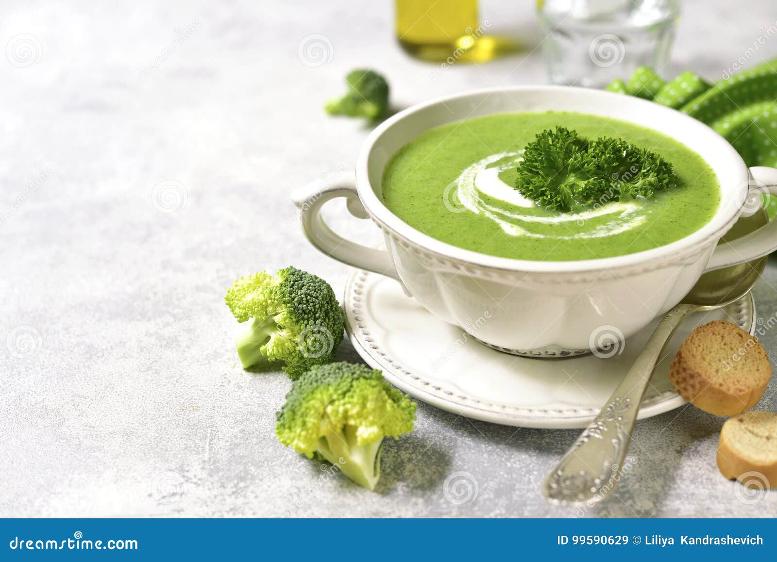 Broccoli Soup in a White Bowl. Stock Image - Image of delicious, food ...