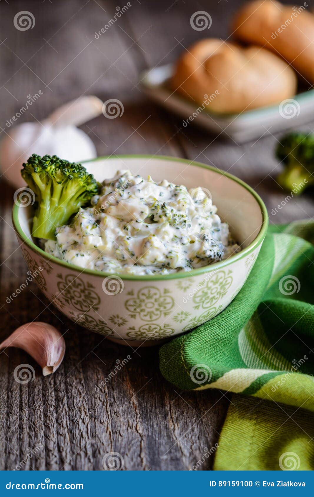 Broccoli Spread with Garlic and Mayonnaise Stock Photo Image of