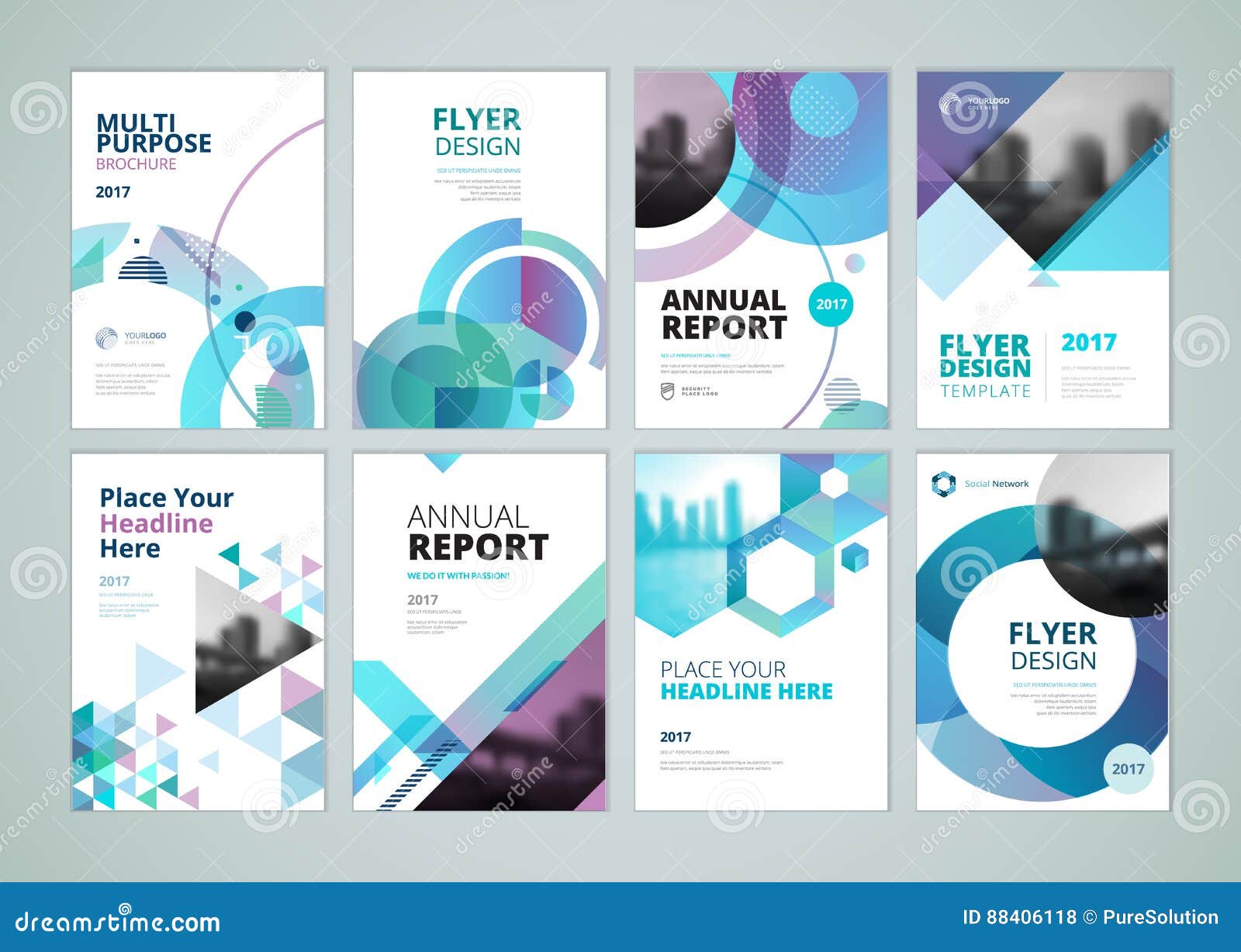 Brochure Annual Report Flyer Design Templates In Size Stock Vector Illustration Of Line Background