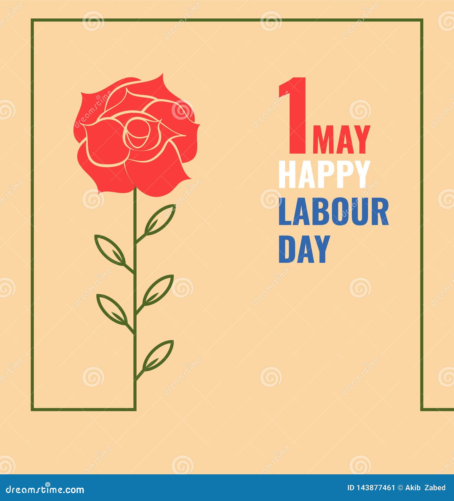 happy labour day with rose greeting card
