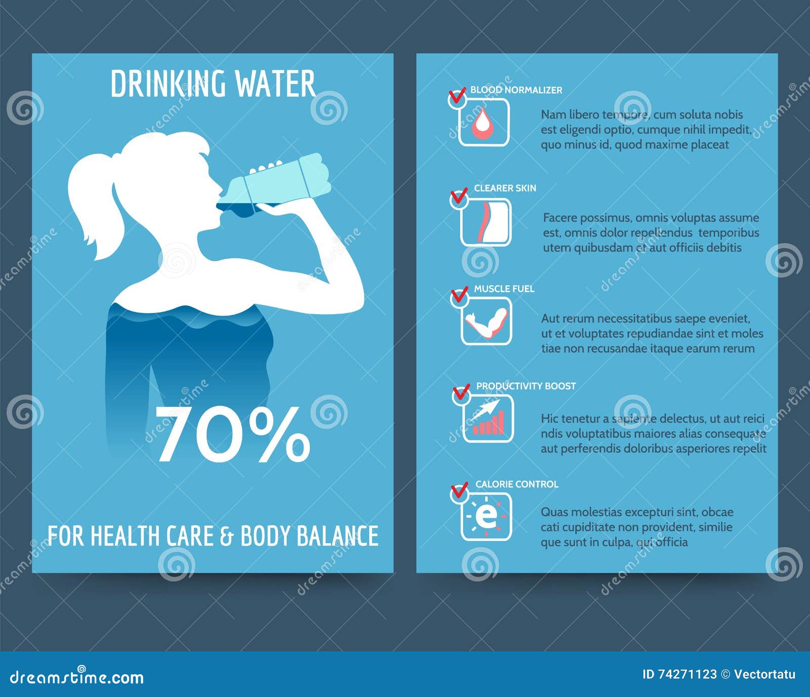 Brochure Template with Drinking Water Benefit Stock Vector Pertaining To Benefit Flyer Template Free