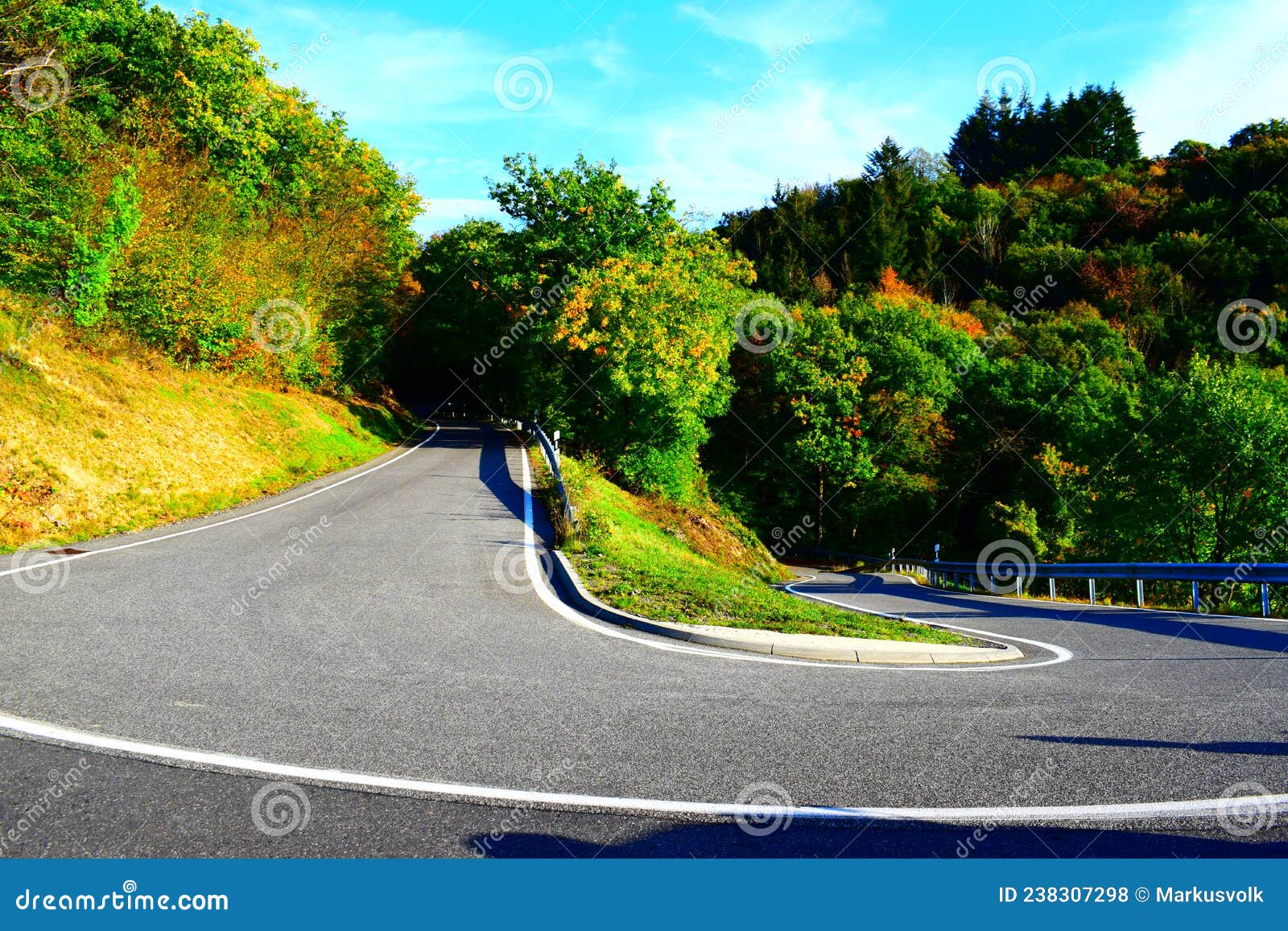 brodenbach, germany - 10 21 2020: serpentine road from brodenbach to the hunsrÃÂ¼ck