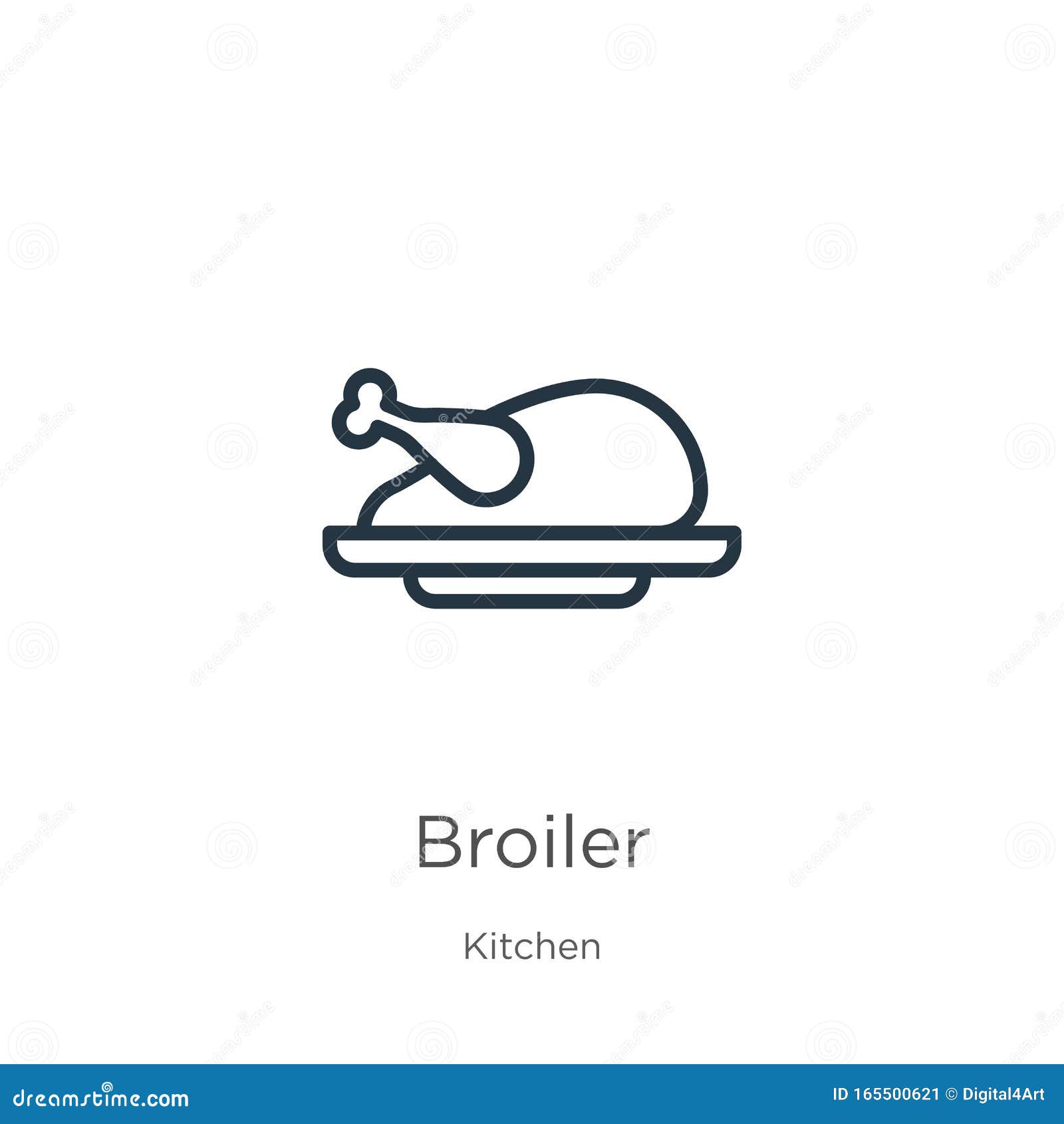 Broiler Icon. Thin Linear Broiler Outline Icon Isolated on White