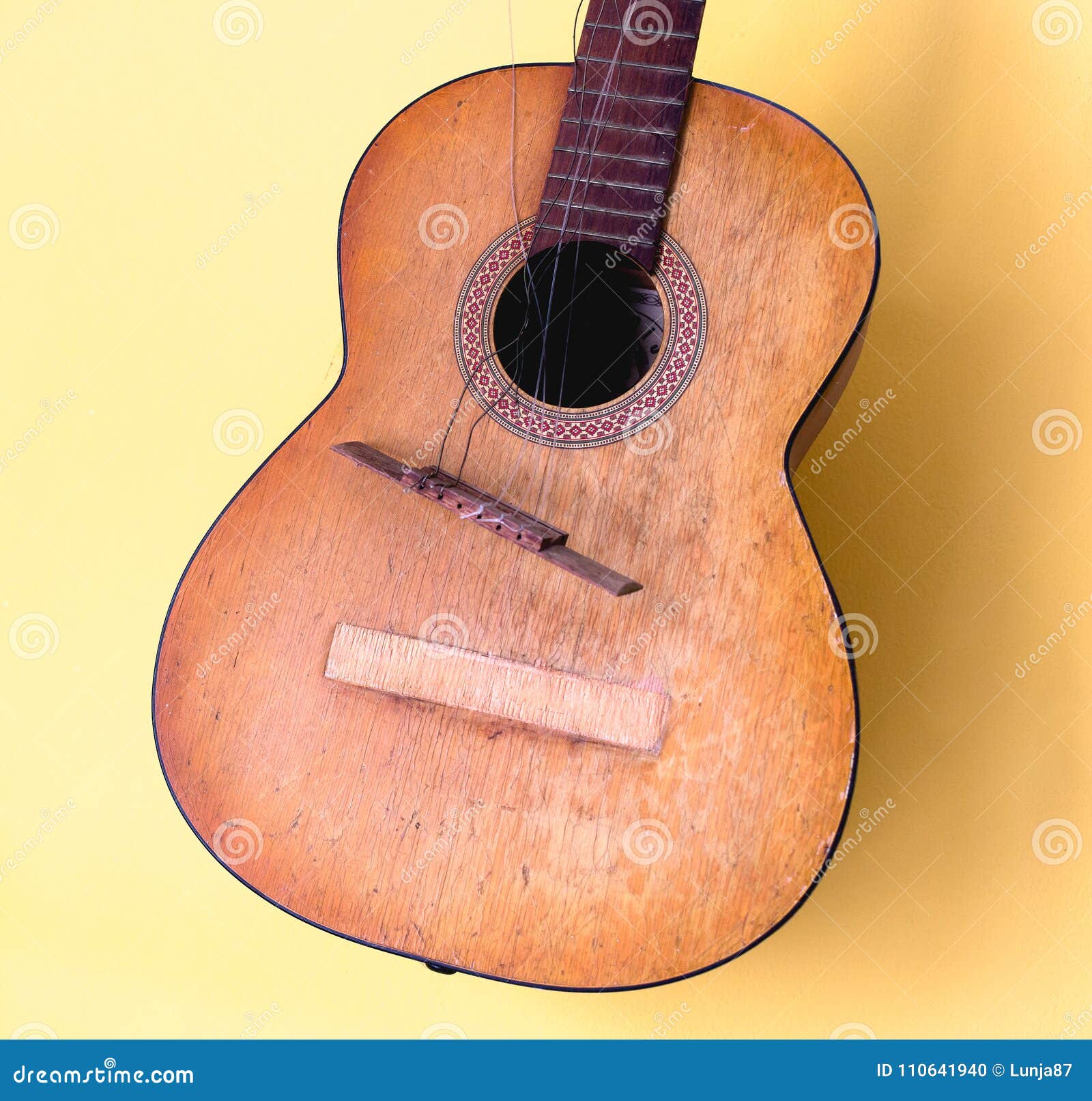 Broken Acoustic Classic Guitar Stock Photo Image of sound, damaged