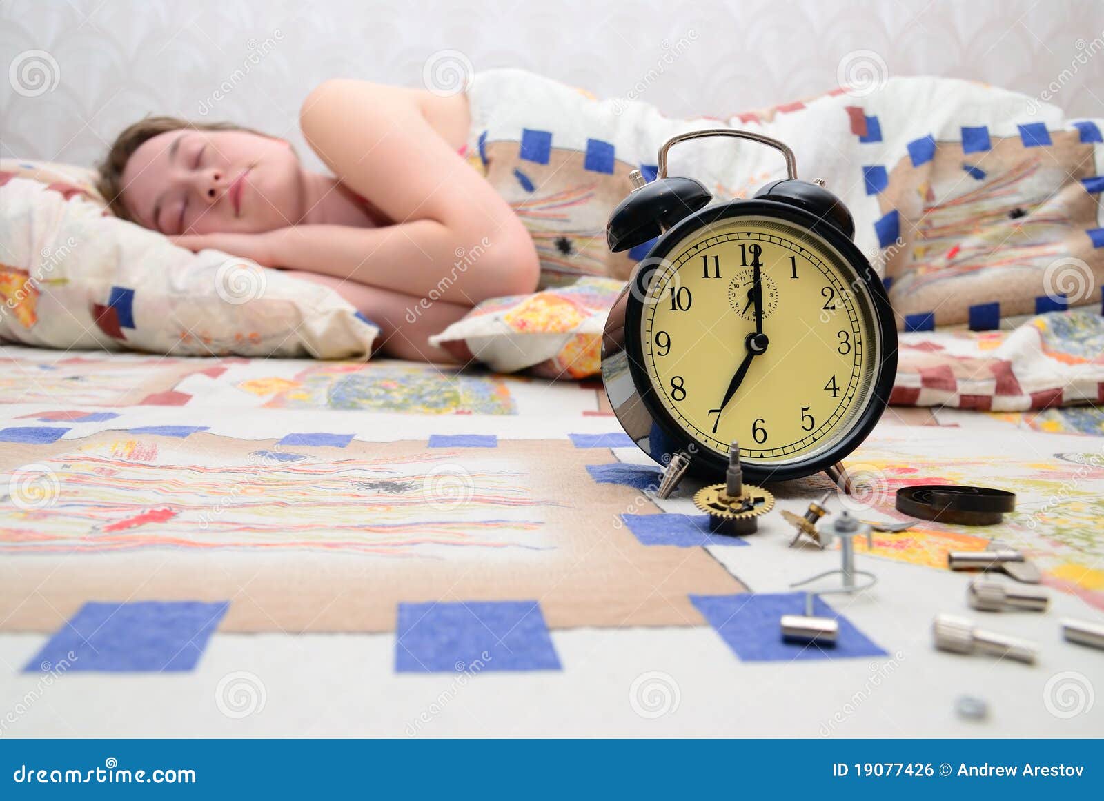 Broken Alarm Clock Near Sleeping Girl Stock Photo Image of mechanism