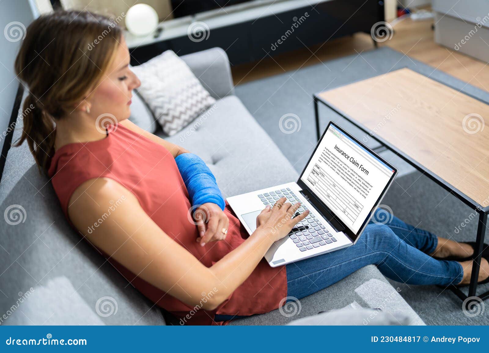 Broken Arm Injured Worker Compensation Coverage Stock Image Image of healing, couch 230484817