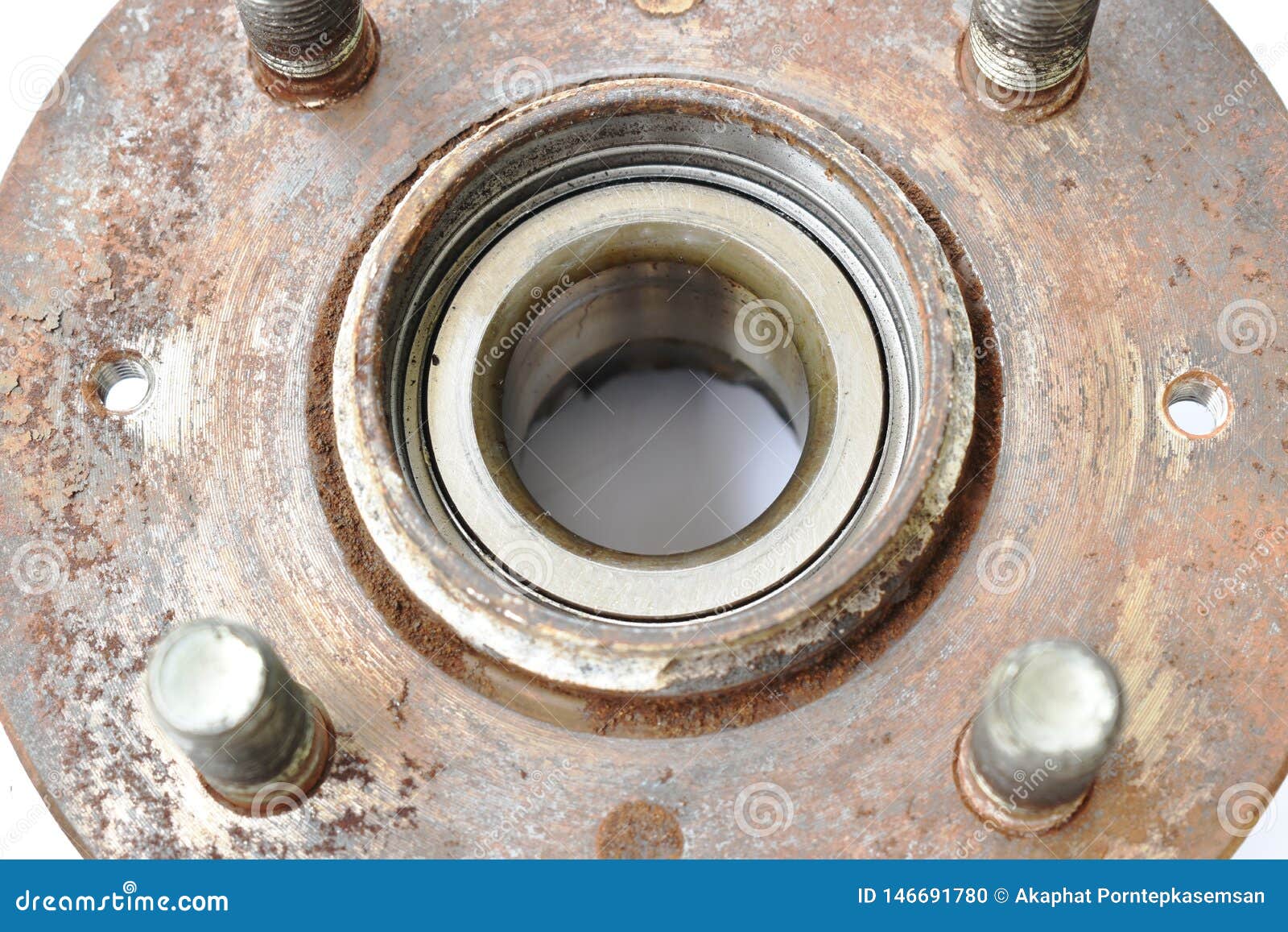 Broken Back Car Wheel Bearing for Braking on White Background Stock