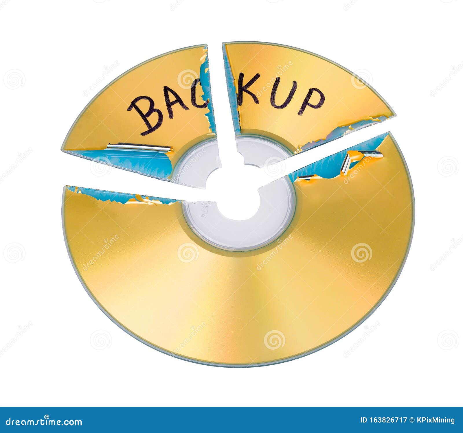 Broken Backup Compact Optical Disc Isolated on White Background Stock Image Image of disc