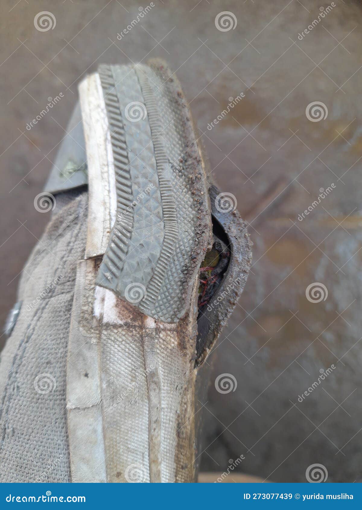 Broken Blue Shoes in the Street and Style Stock Image Image of blue