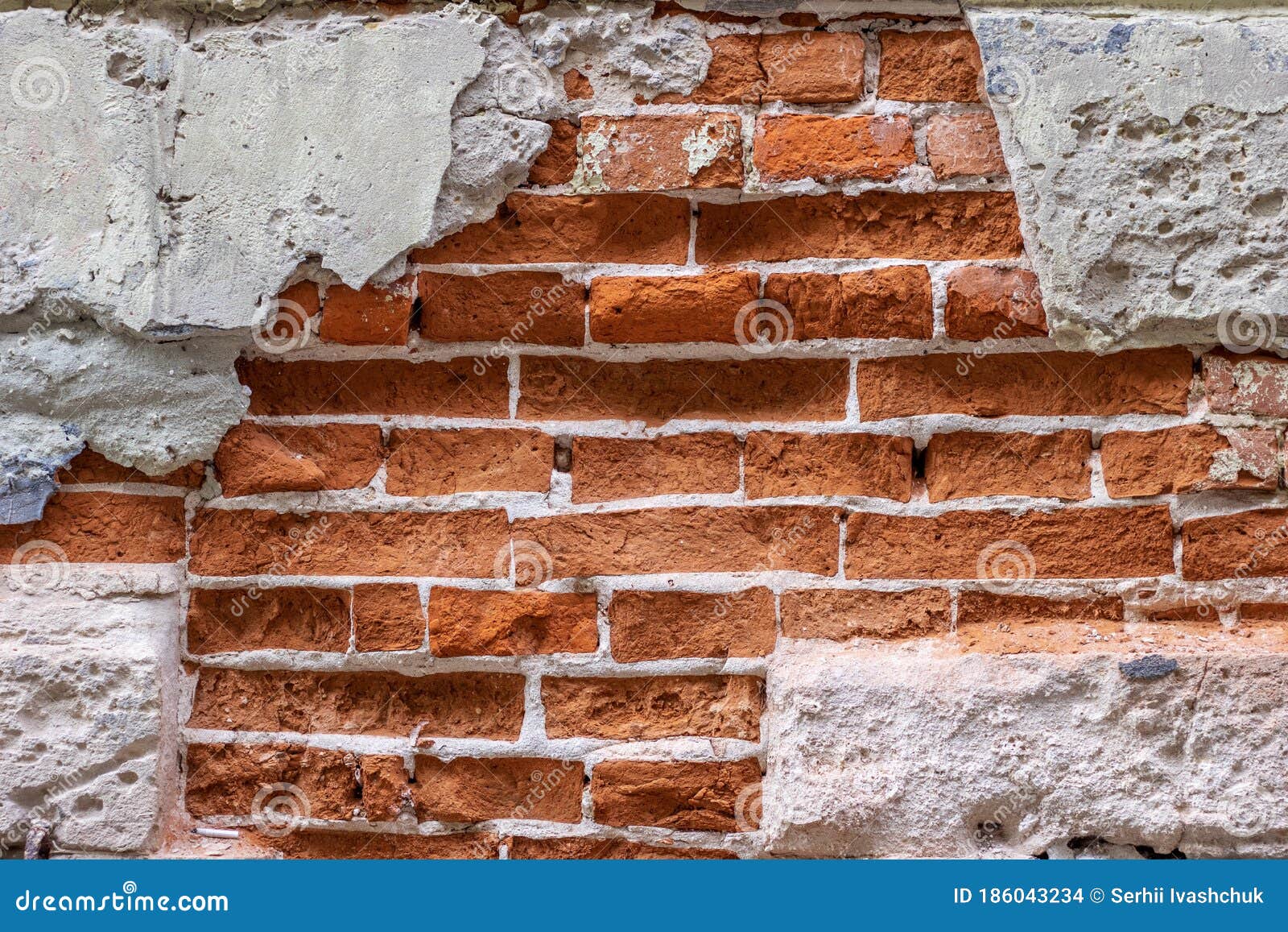 Broken Brick Wall Background. Stock Photo Image of grunge, grey 186043234