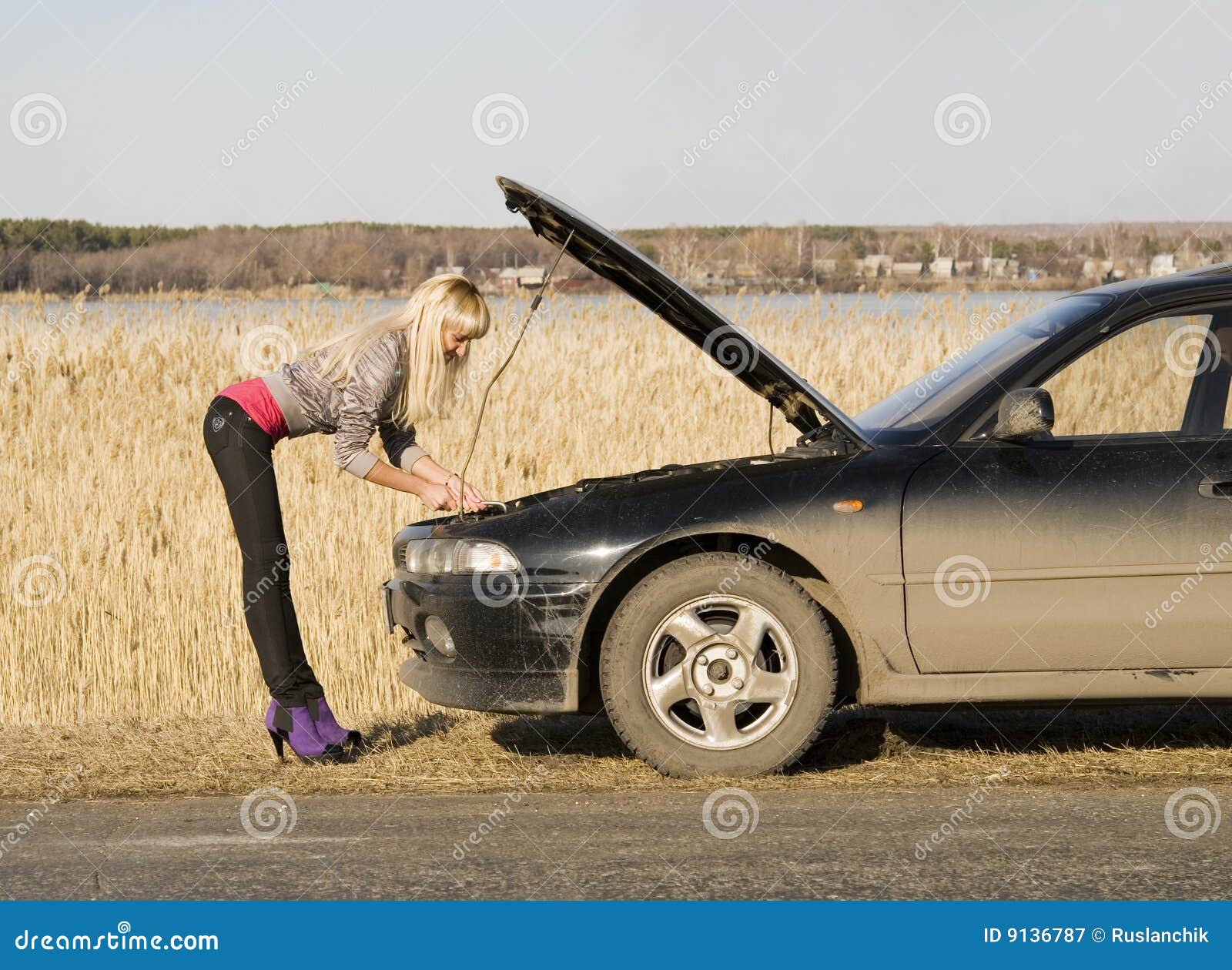 Broken car stock image. Image of repairing, stop, help 9136787