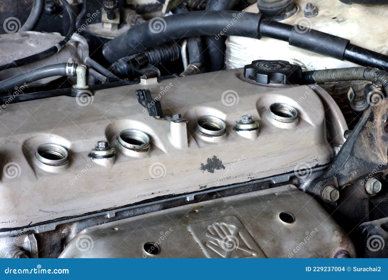 Broken Car Engine, Old Engine Open for Repairing Stock Photo Image of